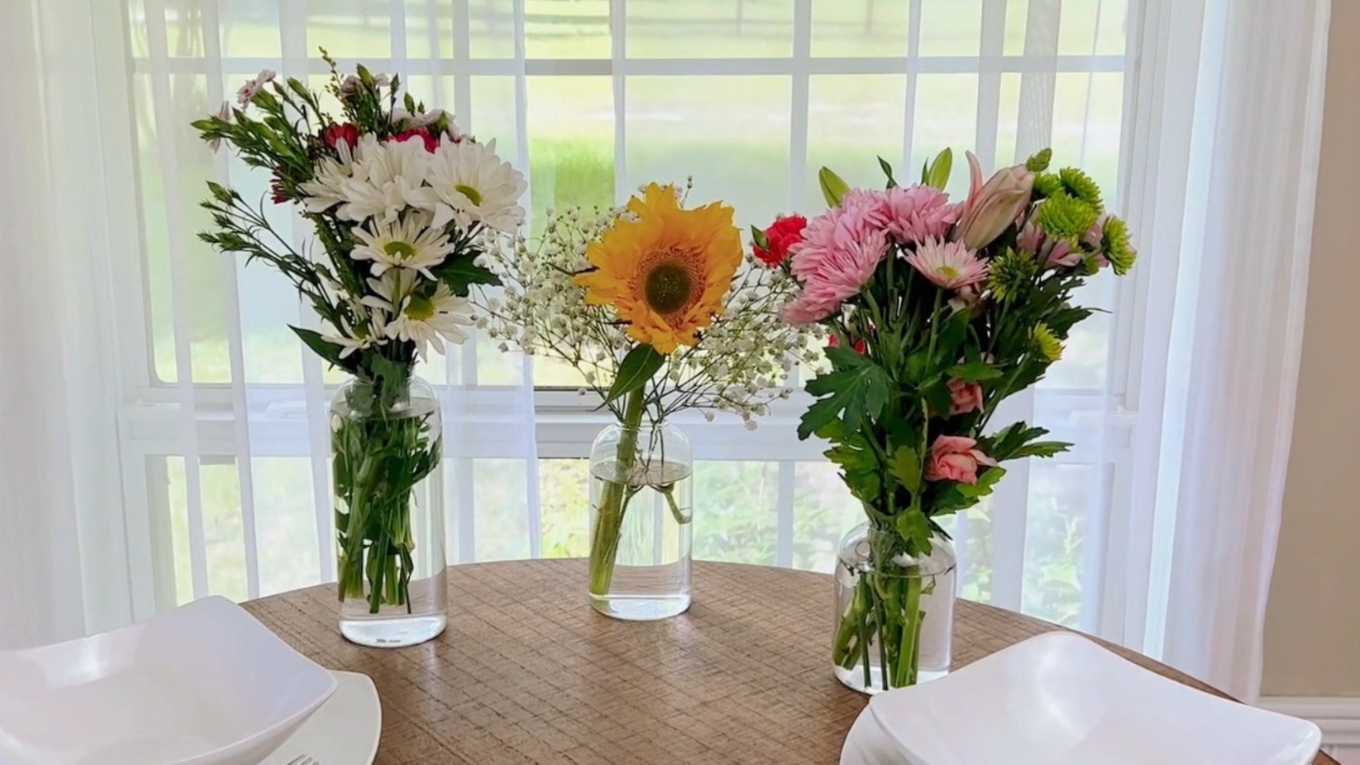 thumbnail video image 2 of Glasseam Clear Bud Vases Set of 6 Modern Small Glass Cylinder Vase for Centerpieces 3.7",5.7"&7", 2 of 9