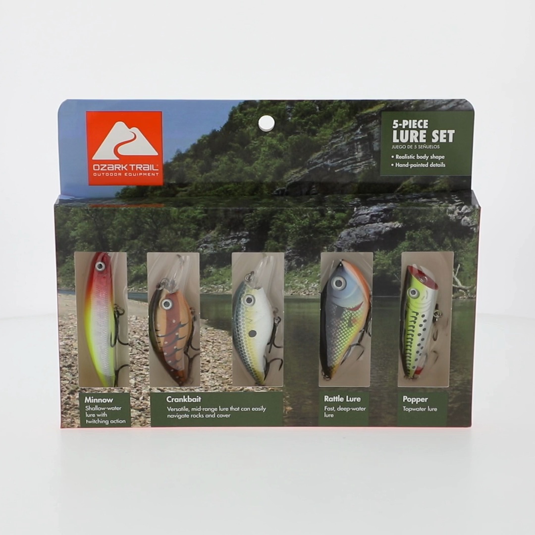 Ozark Trail 5pc Freshwater Hard Plastic Lure Kit Assortment with