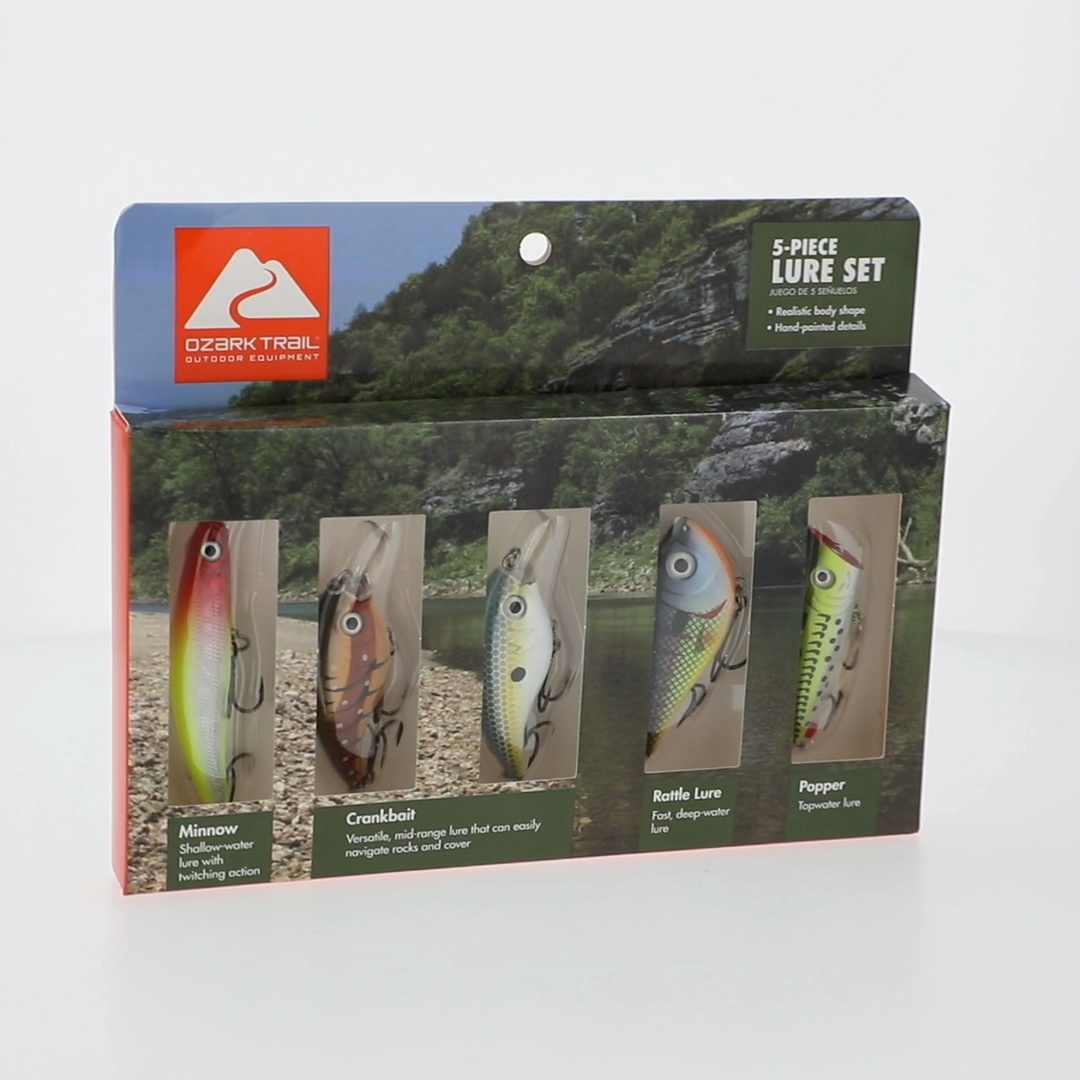 Ozark Trail 5pc Freshwater Hard Plastic Lure Kit Assortment with