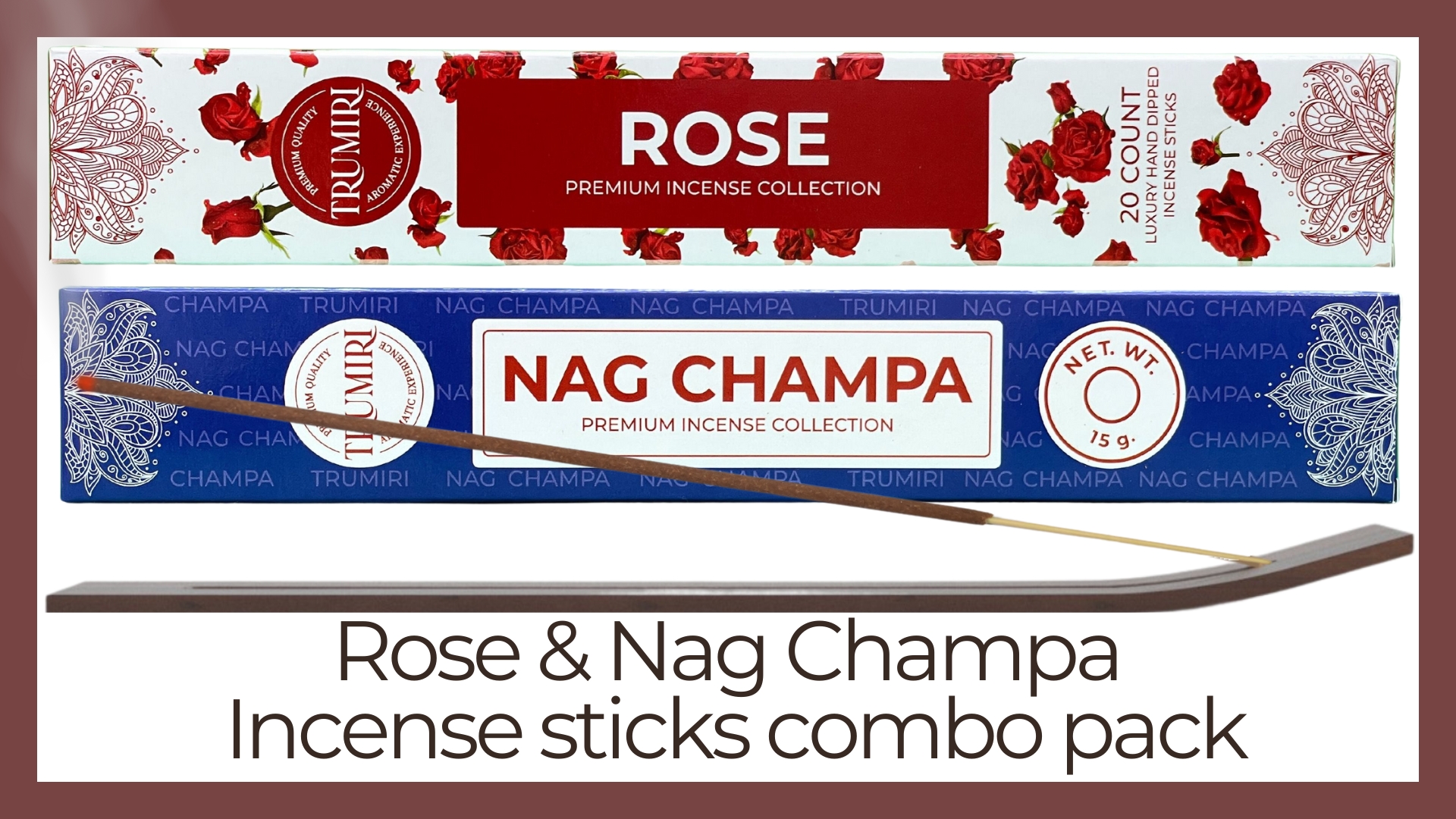 thumbnail video image 2 of Trumiri Incense Sticks - Combo Pack of 35 Insence-Sticks - 15 Nag Champa + 20 Rose - Insenses - Insents - Incents - Inscense - Incence - Incienso - All Natural Incense Sticks, 2 of 10