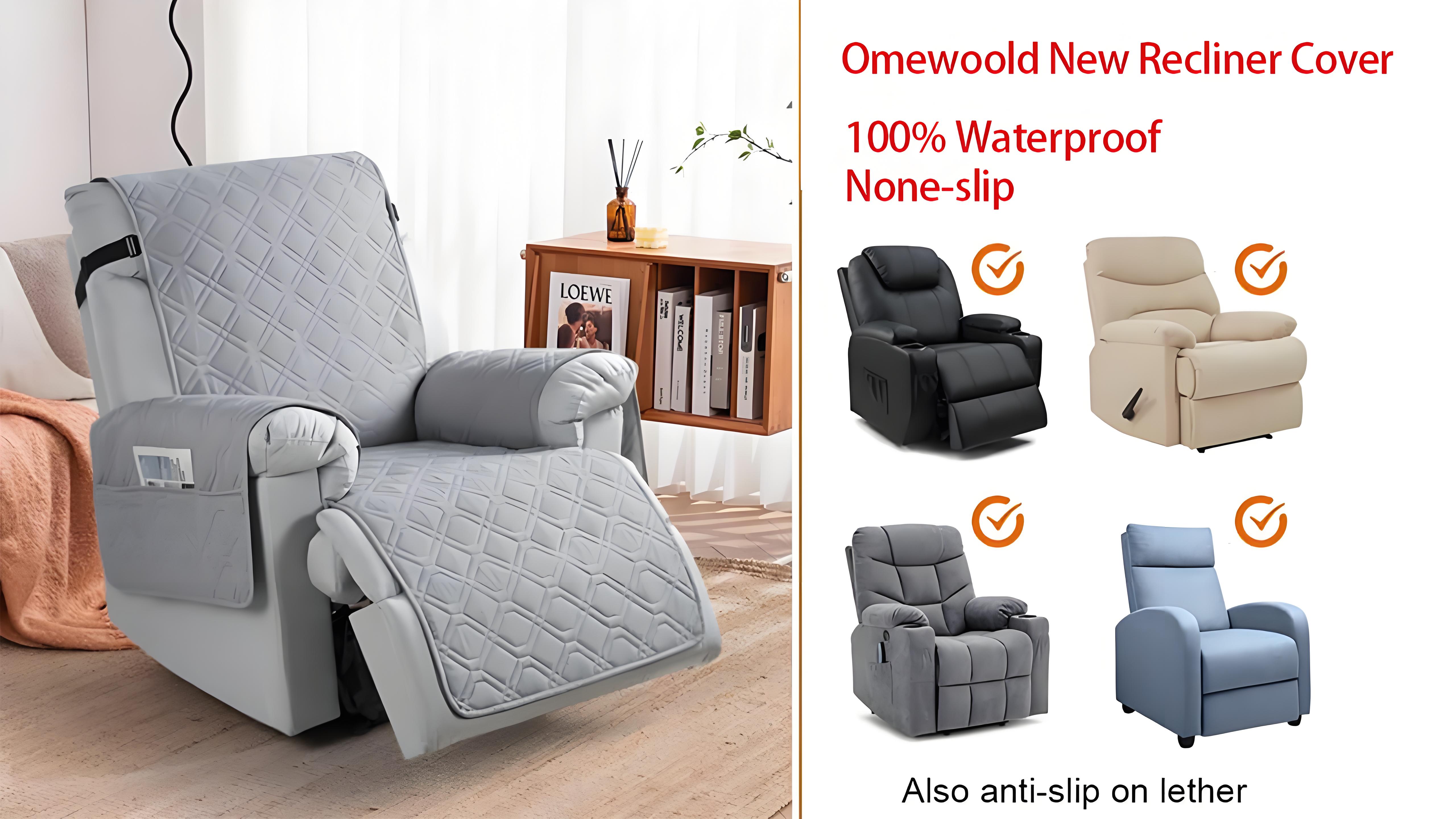 thumbnail video image 2 of Waterproof Recliner Chair Covers, Anti-Slip Chair Cover with Side Packets, 5 Layers Washable Recliner Cover Reclining Couch Slipcovers, Dog Pet Furniture Protector for Small Recliners (Brown,23"), 2 of 10