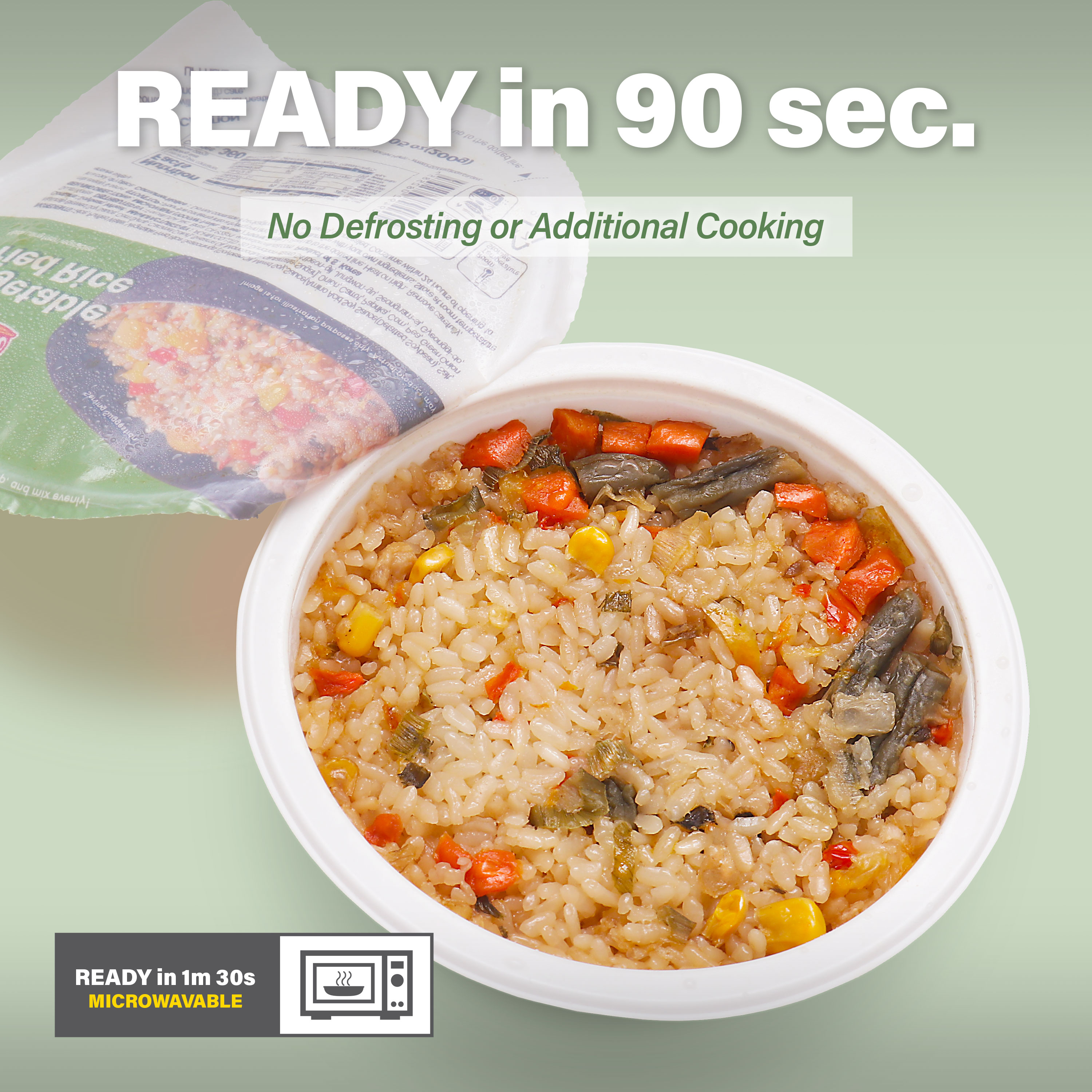 thumbnail video image 2 of [KCHELIN] Microwaveable Korean Vegetable Fried Rice (Pack of 6), Korean Food, Instant, Quick & Delicious, Shelf- Stable, On-the-Go Meals, 7.05 oz per Bowl, 2 of 9