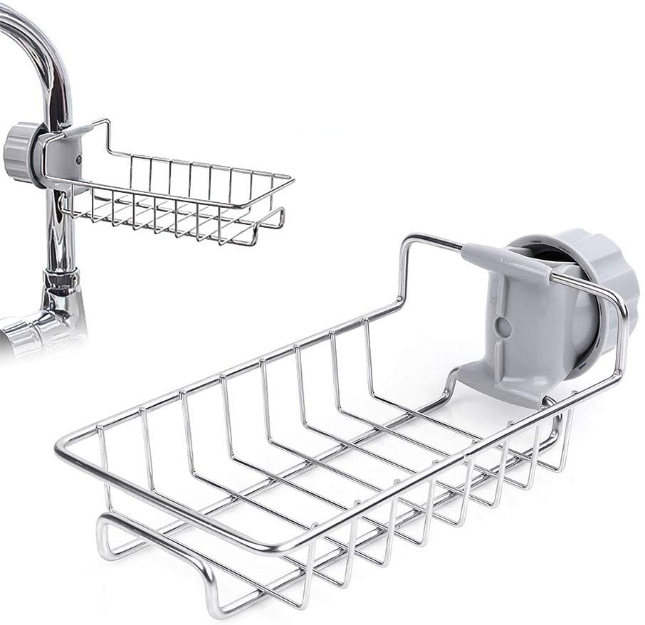 thumbnail video image 2 of HomeMax Stainless Steel Sink Caddy, Kitchen & Bathroom, Detachable & Clamp 2 Pack Design, 2 of 7
