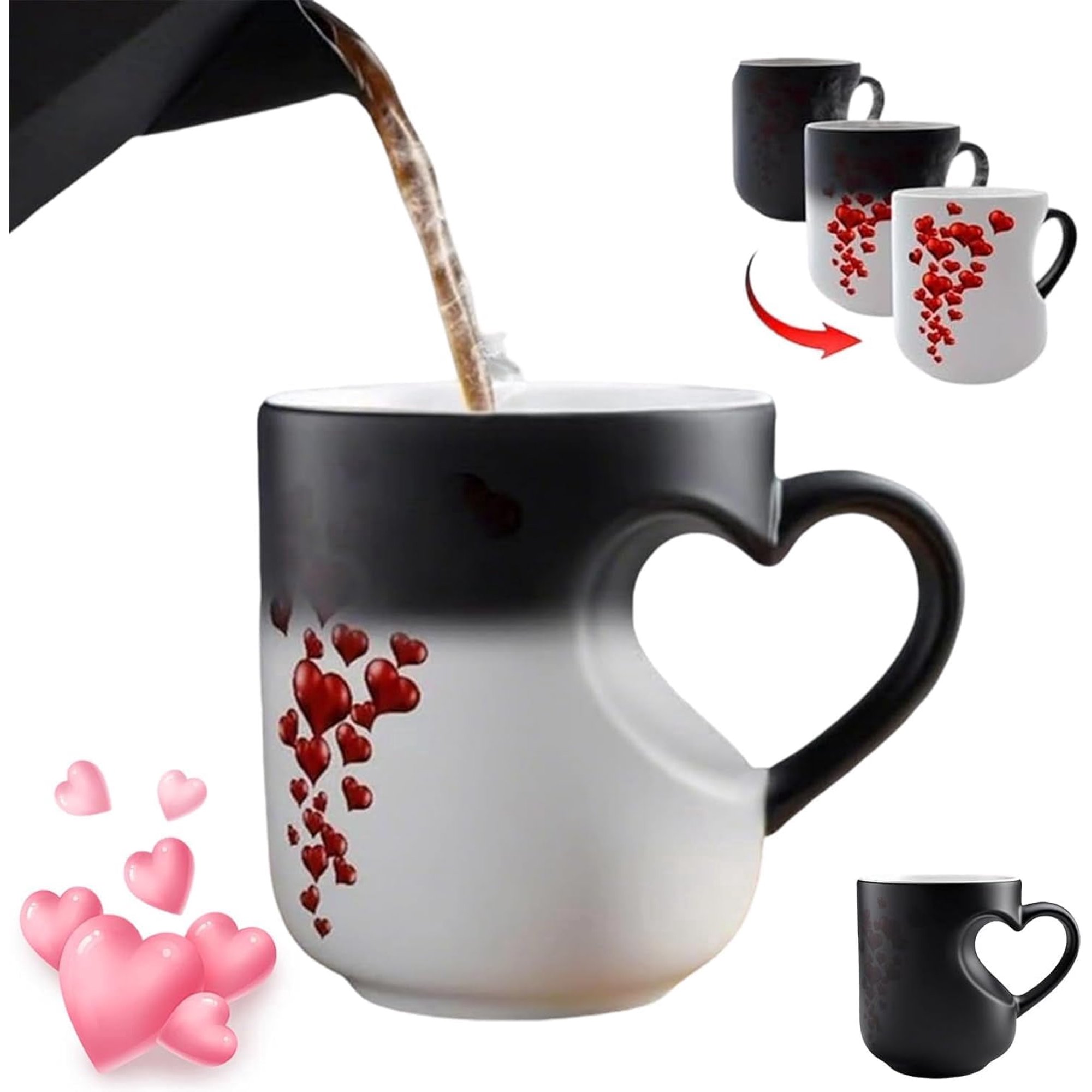 thumbnail video image 2 of Heart-Shaped Color Changing Magic Ceramic Mug,Heat Coffee Mug with Handle,Surprise Reveal Design for Hot Drinks,Romantic Gift for Valentine's Day, Christmas, Mother's Day.Blue, 2 of 10