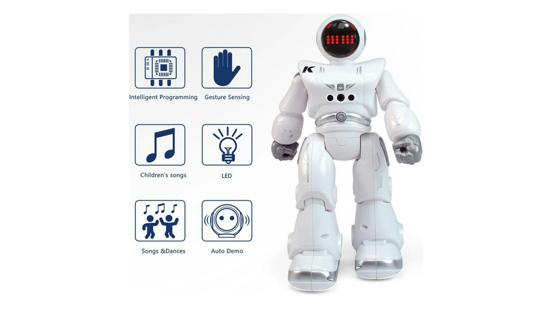 thumbnail video image 2 of Dammyty Remote Control Robot Toy, Intelligent Programmable Walking and Dancing Robot, Smart Gesture Sensing Educational Learning Electronic Toys for Kids Aged 4-6 8-10, 2 of 10