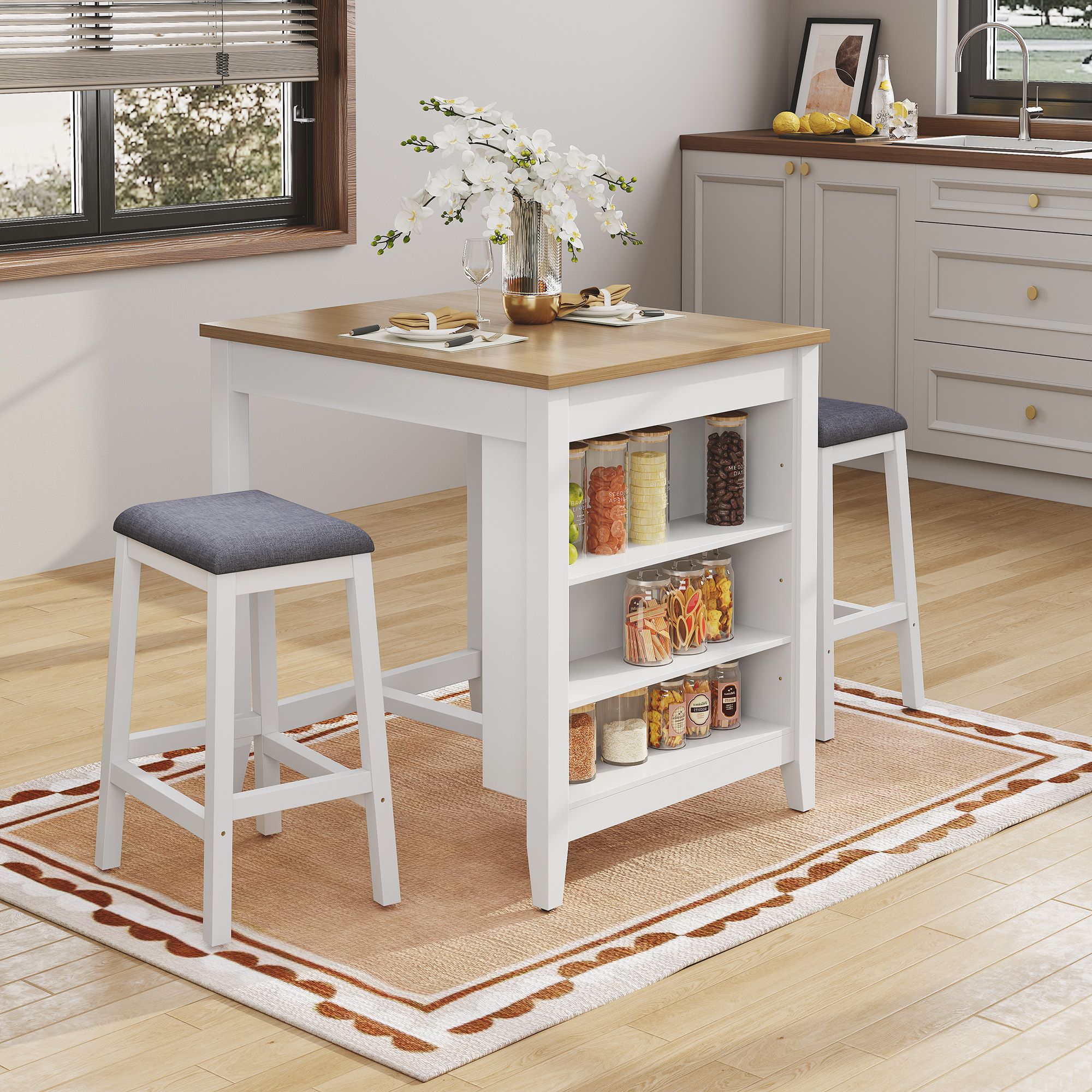 Table With Rak HLR, Farmhouse Black Dining Table, 29.1