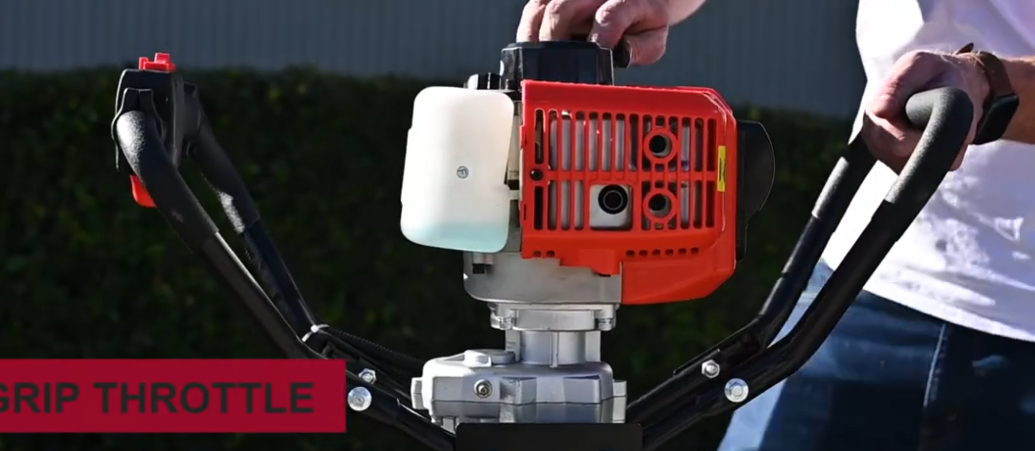 thumbnail video image 2 of XtremepowerUS 55cc Gas Powered Auger Post Hole Digger With 6", 10" & 12" Bit, EPA Approved 2 Stroke Motor, 3/4" Shaft, 2 of 6