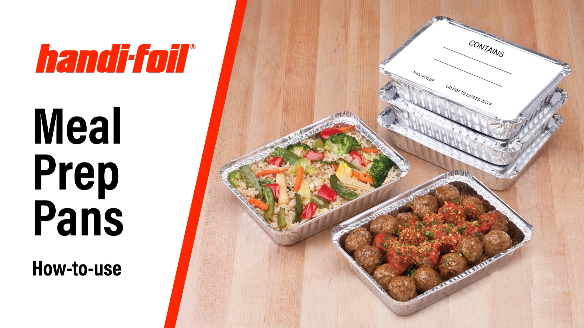 thumbnail video image 2 of Handi-Foil Aluminum Meal Prep Pan with Folded Lids, 13 x 9 Inch, 2 Count, 2 of 6