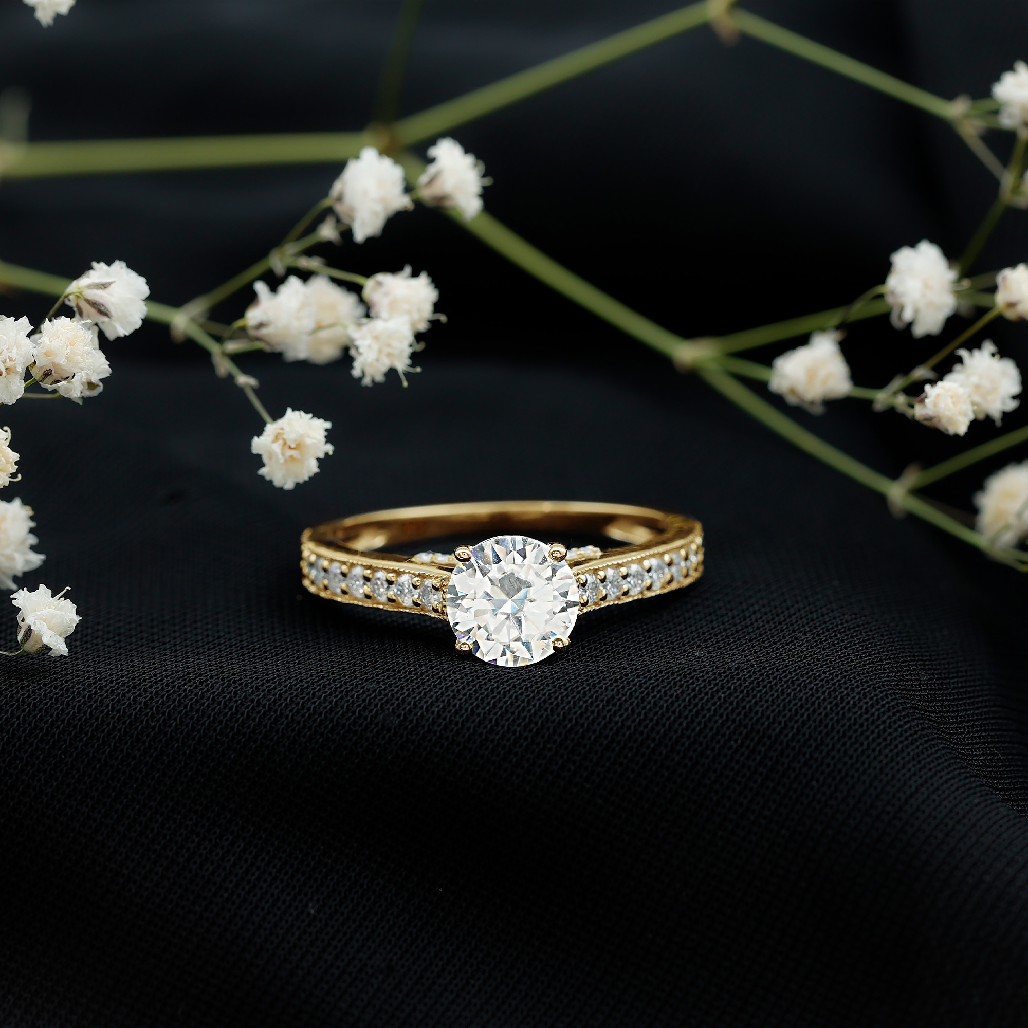 thumbnail video image 2 of Rosec Jewels Lab Grown Diamond Engagement Ring 2 Carat - 8 mm - Diamond Solitaire Ring - EF-VS Grade, 14K White Gold, US 9.50, 2 of 9