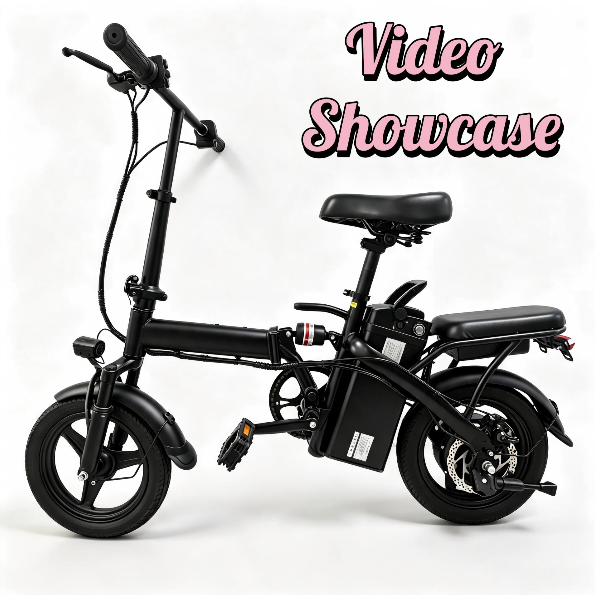 thumbnail video image 2 of 14” Folding Electric Bike, Peak 500W Motor 36V 12Ah Battery, 20 mph, 20+ Miles PAS Range Ebike for Adult and Teen, UL 2849, 2 of 8