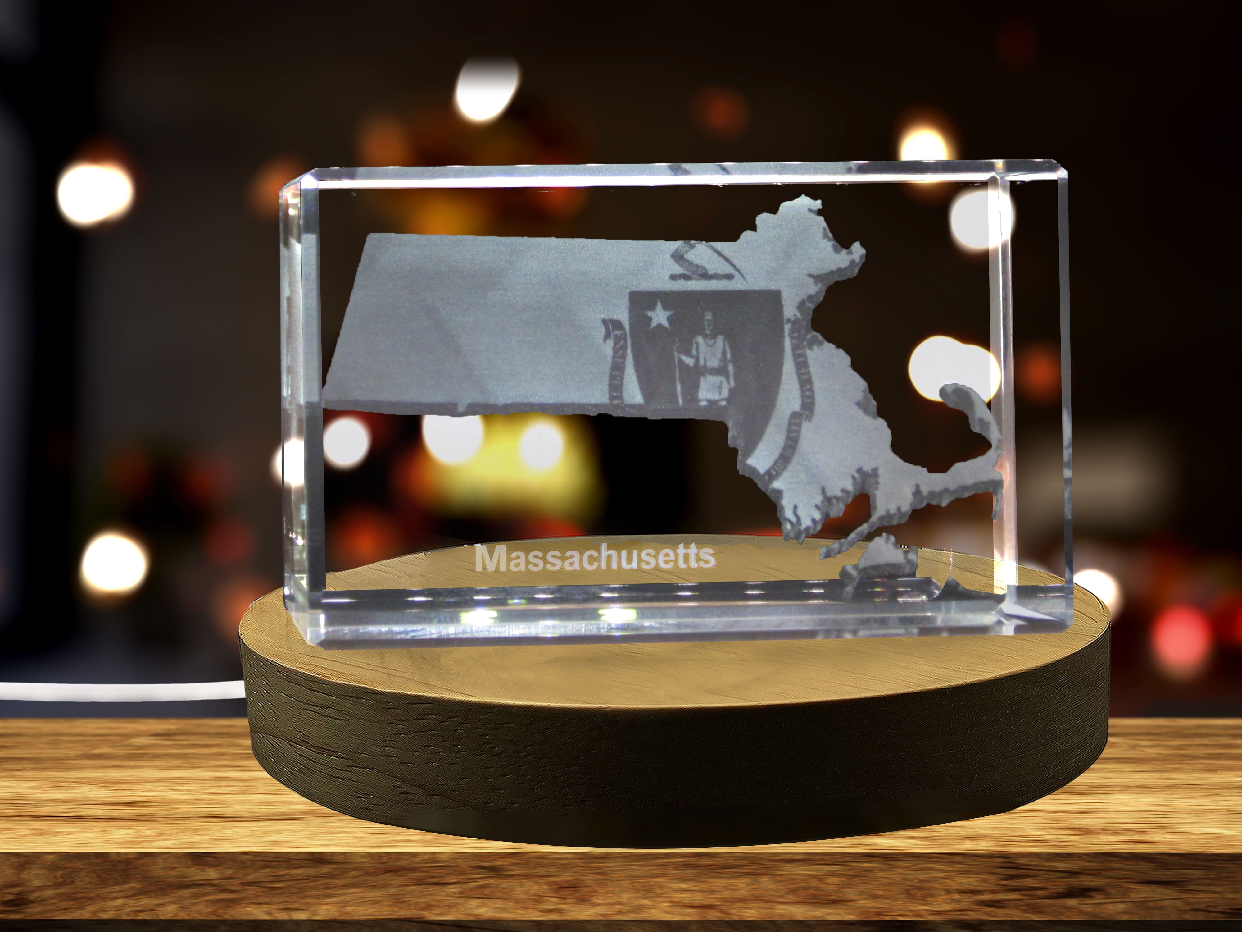 thumbnail video image 2 of Massachusetts 3D Engraved Crystal 3D Engraved Crystal Keepsake/Gift/Decor/Collectible/Souvenir, 2 of 8