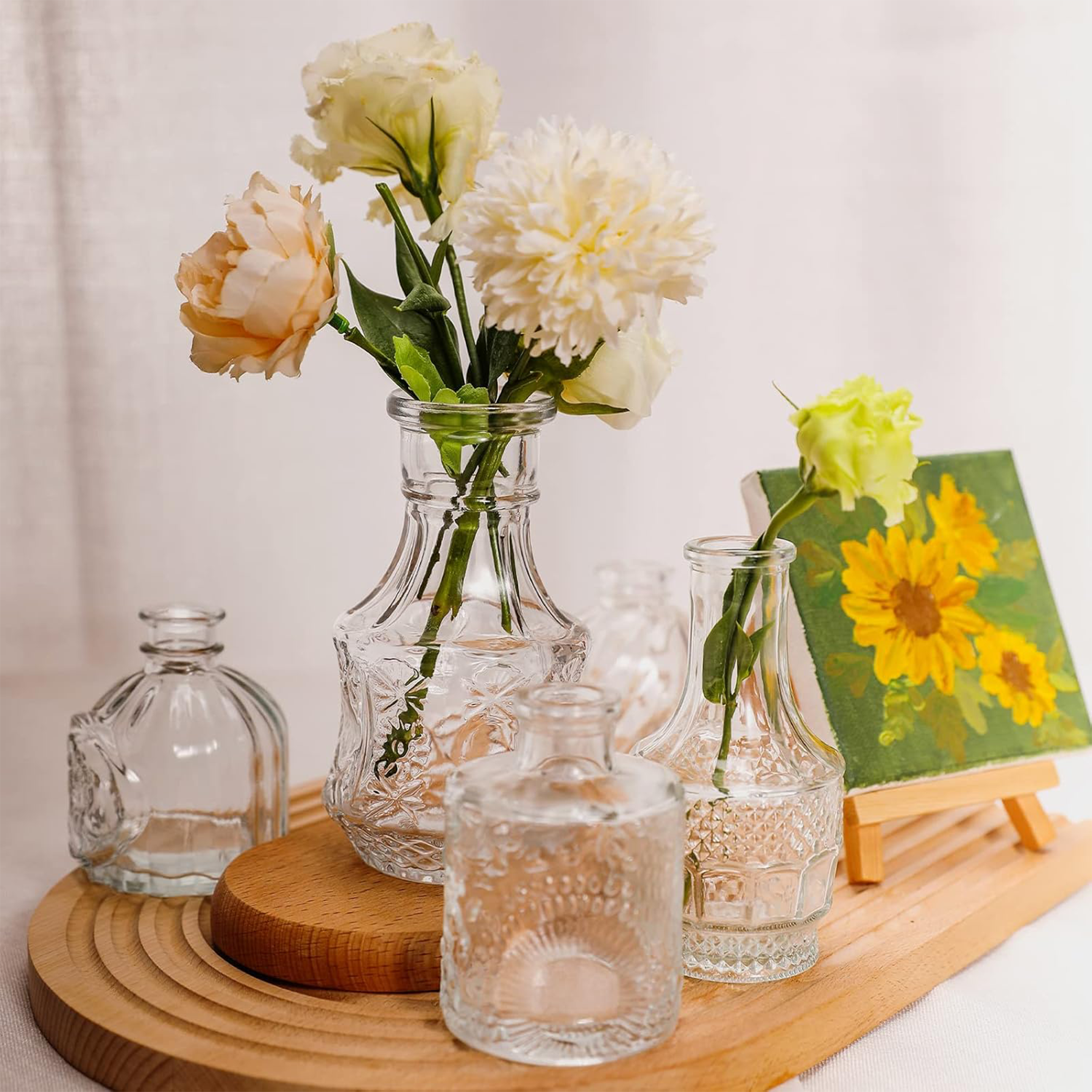 thumbnail video image 2 of Hnrifc 16Pcs Glass Bud Vase Set，Small Vintage Flower Bottle Petite Glass Flower Vase for Floral Arrangements, Decorative Centerpiece, Table Decor, Home Wedding Party, 2 of 10