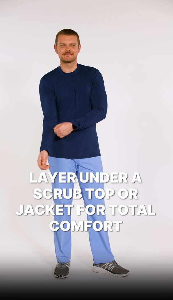 thumbnail video image 2 of Cherokee Workwear Professionals Men Underscrubs Knit Top WW700, 2 of 6