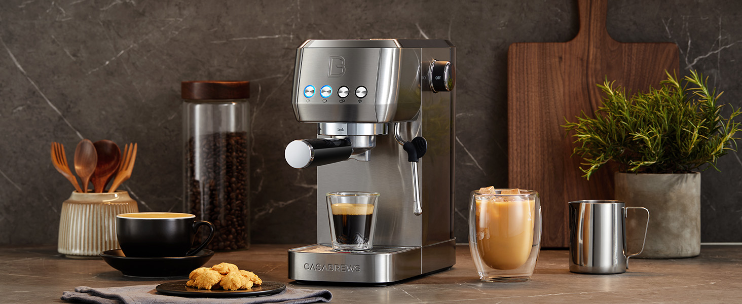 thumbnail video image 2 of CASABREWS 3700 Essential 20 Bar Espresso Machine, Compact Coffee Maker with Milk Frother and 43.9oz Removable Water Tank,Semi-Automatic Stainless Steel Latte Cappuccino Coffee Machine,Siliver., 2 of 9