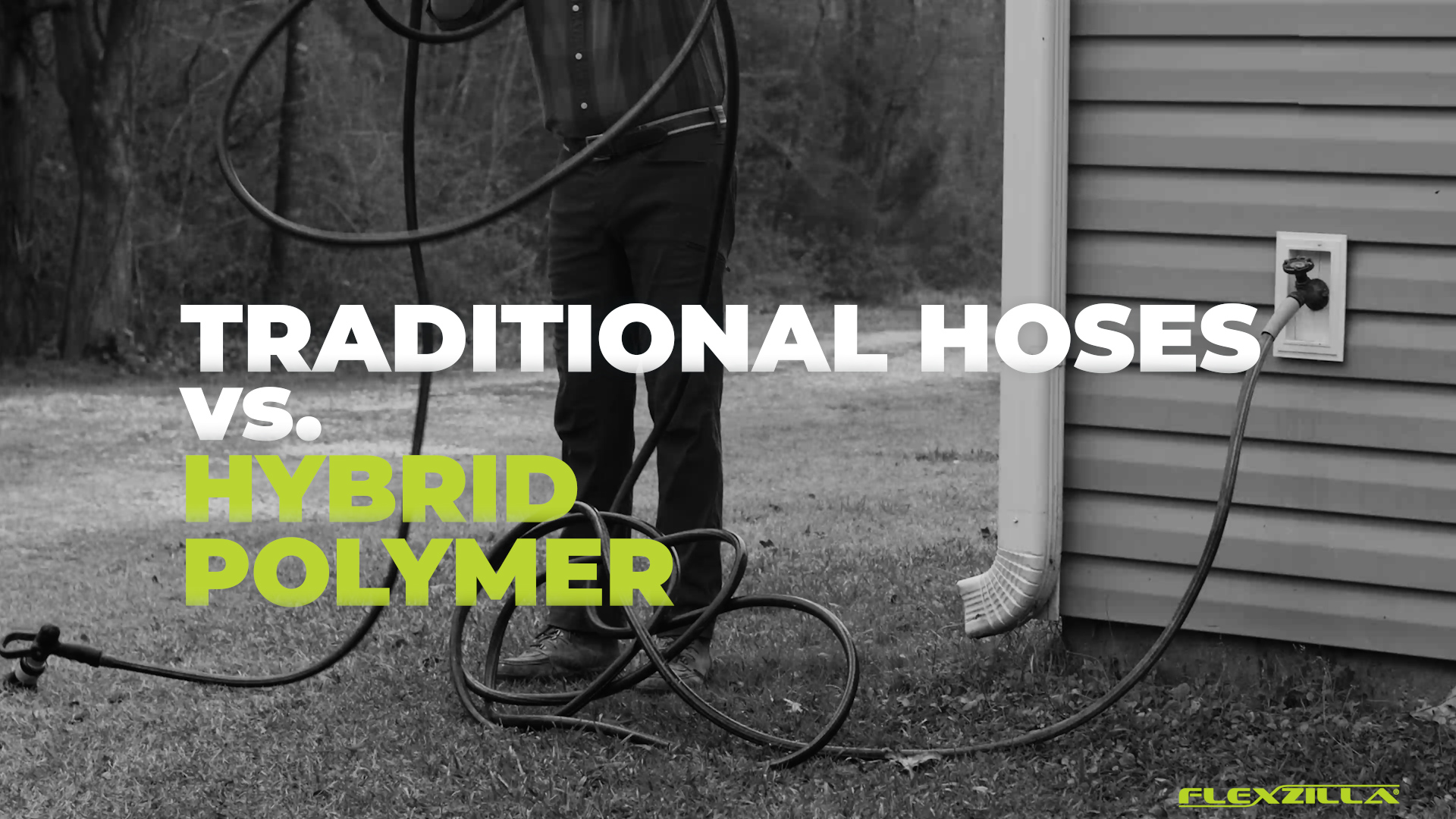 thumbnail video image 2 of Flexzilla® Garden Hose, Hybrid Polymer, Female Female with Male Adapter, 5/8" x 5', 150 PSI, ZillaGreen™, 2 of 12