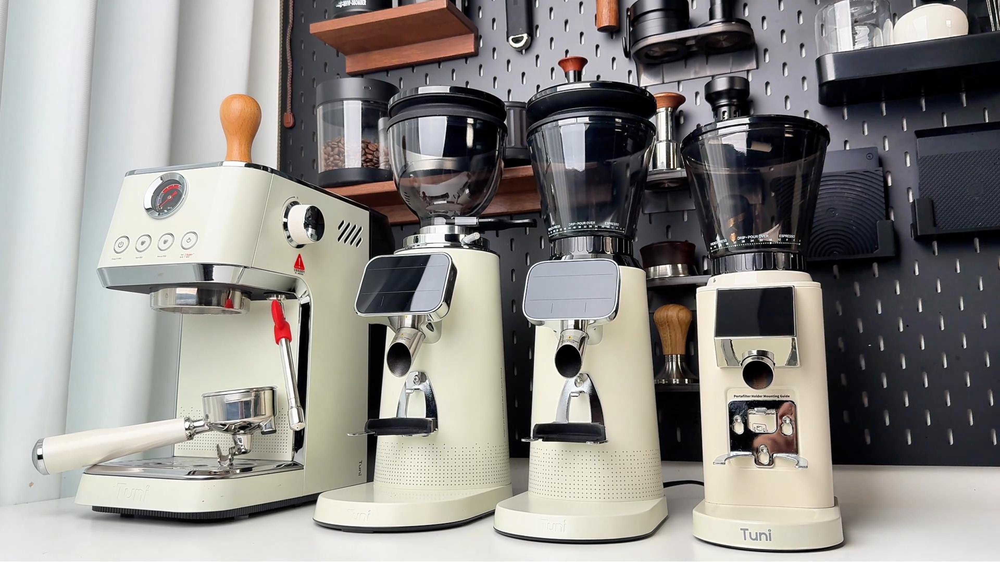 thumbnail video image 2 of Tuni E2 20Bar Dual Boiler Espresso Machine with G2 70 Grinding Settings Conical Burr Coffee Grinder (Silver) Combo Set | Professional Home Barista Kit, 2 of 9