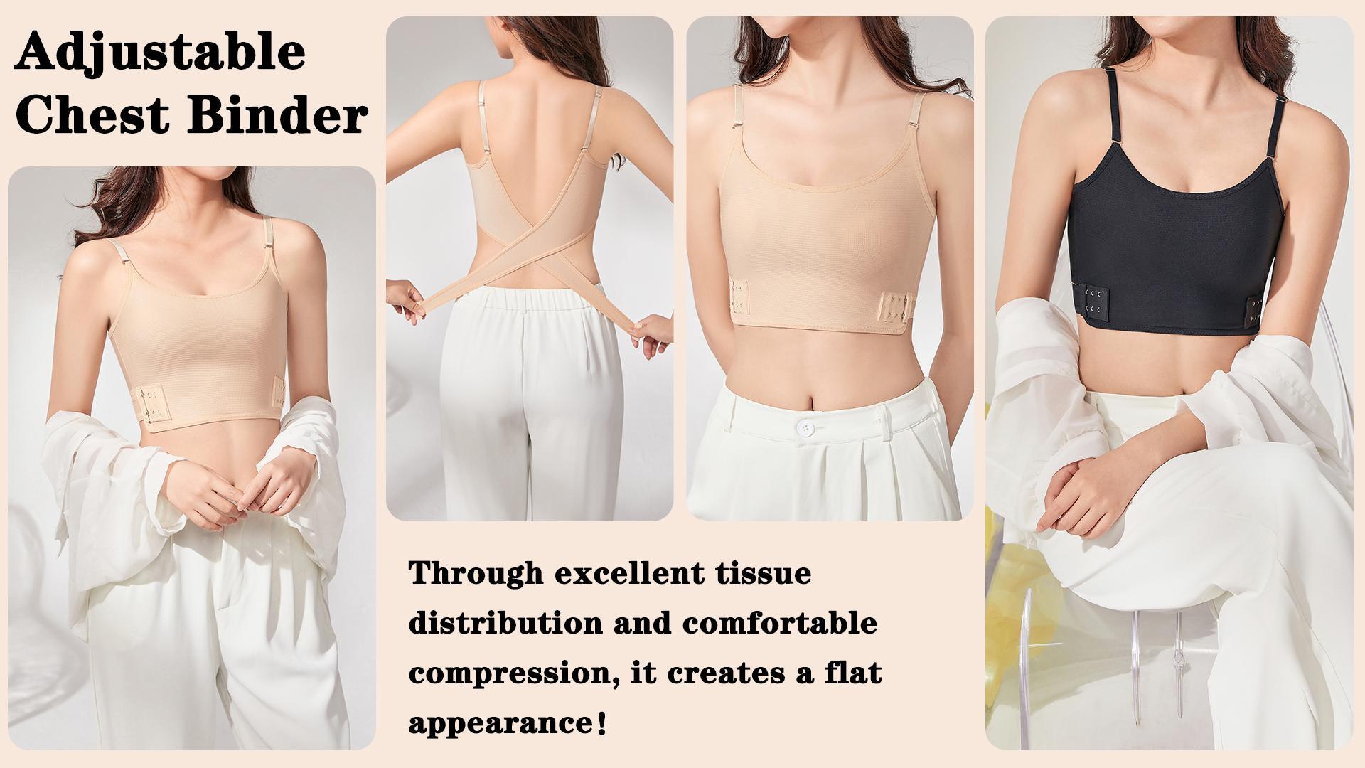 thumbnail video image 2 of Aivtalk Half Chest Binder Compression Bra Adjustable Minimizer Elastic Binder Bra for Women Transgender FTM Underwear Breathable Traceless Tank Top Nude XL, 2 of 7