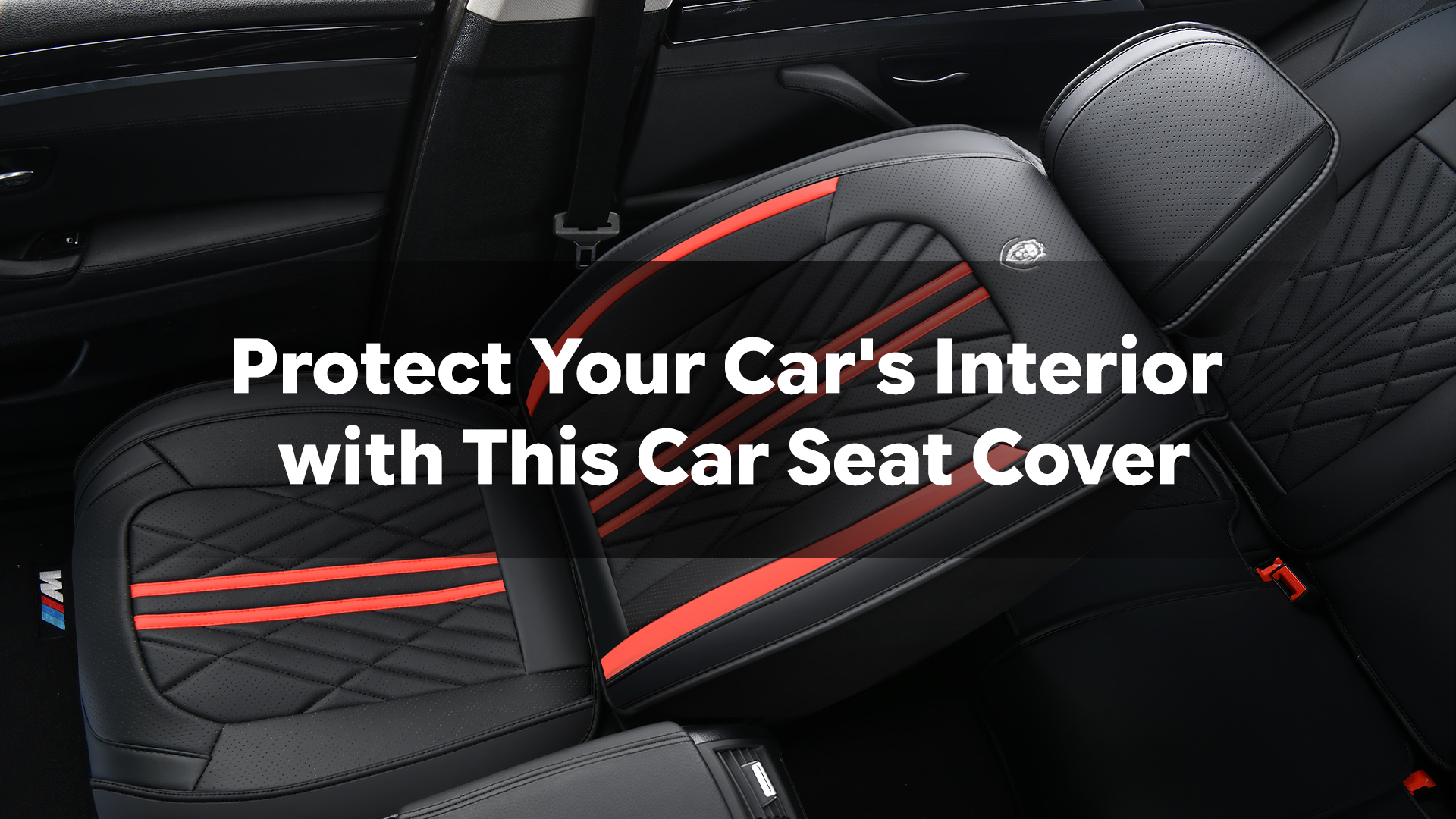 thumbnail video image 2 of Car Seat Covers，Front and Rear, Fits Lincoln Mks 2010, Black & Red 5 Pieces, 2 of 10