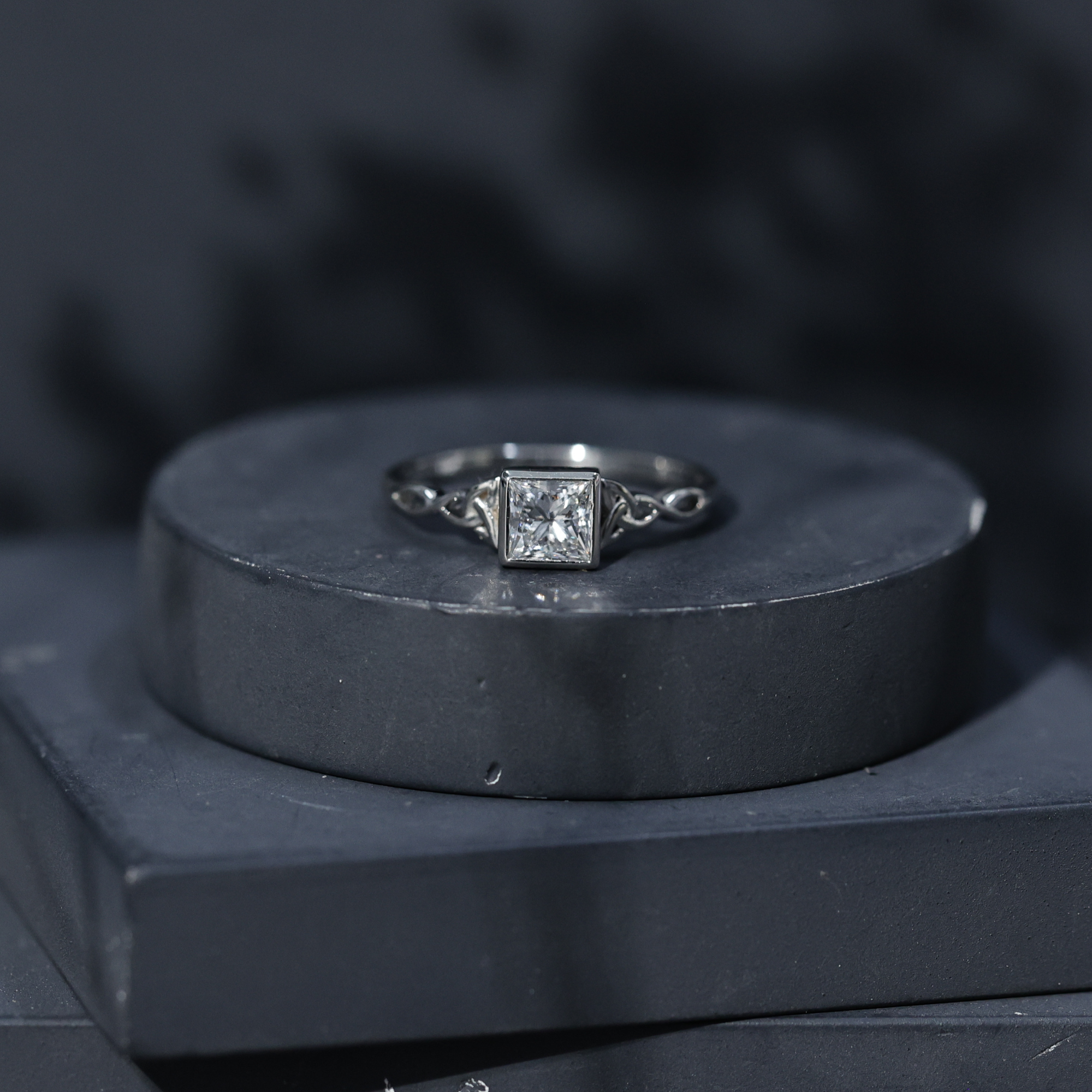 thumbnail video image 2 of Rosec Jewels Lab Created Diamond Solitaire Promise Ring (5 mm, Ef-Vs Quality) - Bezel Set Diamond Square Ring, 14K White Gold, US 6.00, 2 of 9