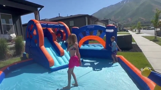 thumbnail video image 2 of Hapcap Inflatable Water Slide Bounce House for Kids,Park Splash Pool with Air Blower Backyard, 2 of 13