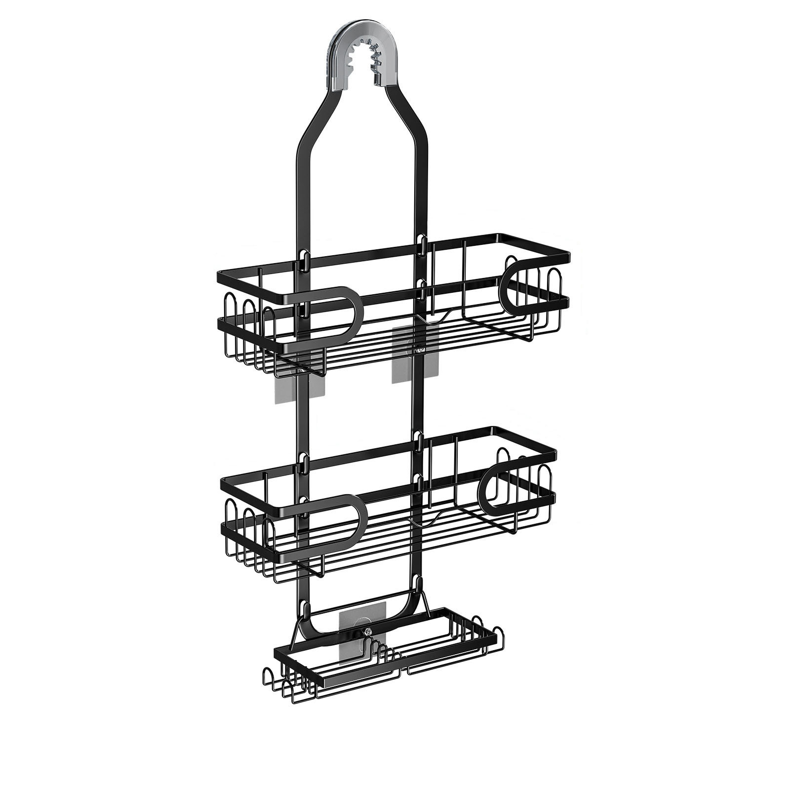 thumbnail video image 2 of Shower Caddy Hanging Clearance Over the Shower Head Caddy 3 Tier Shower Organizer Shower Rack with Soap Rack 16 Hooks Shower Shelves for Shampoo Sponge Towel, 2 of 10