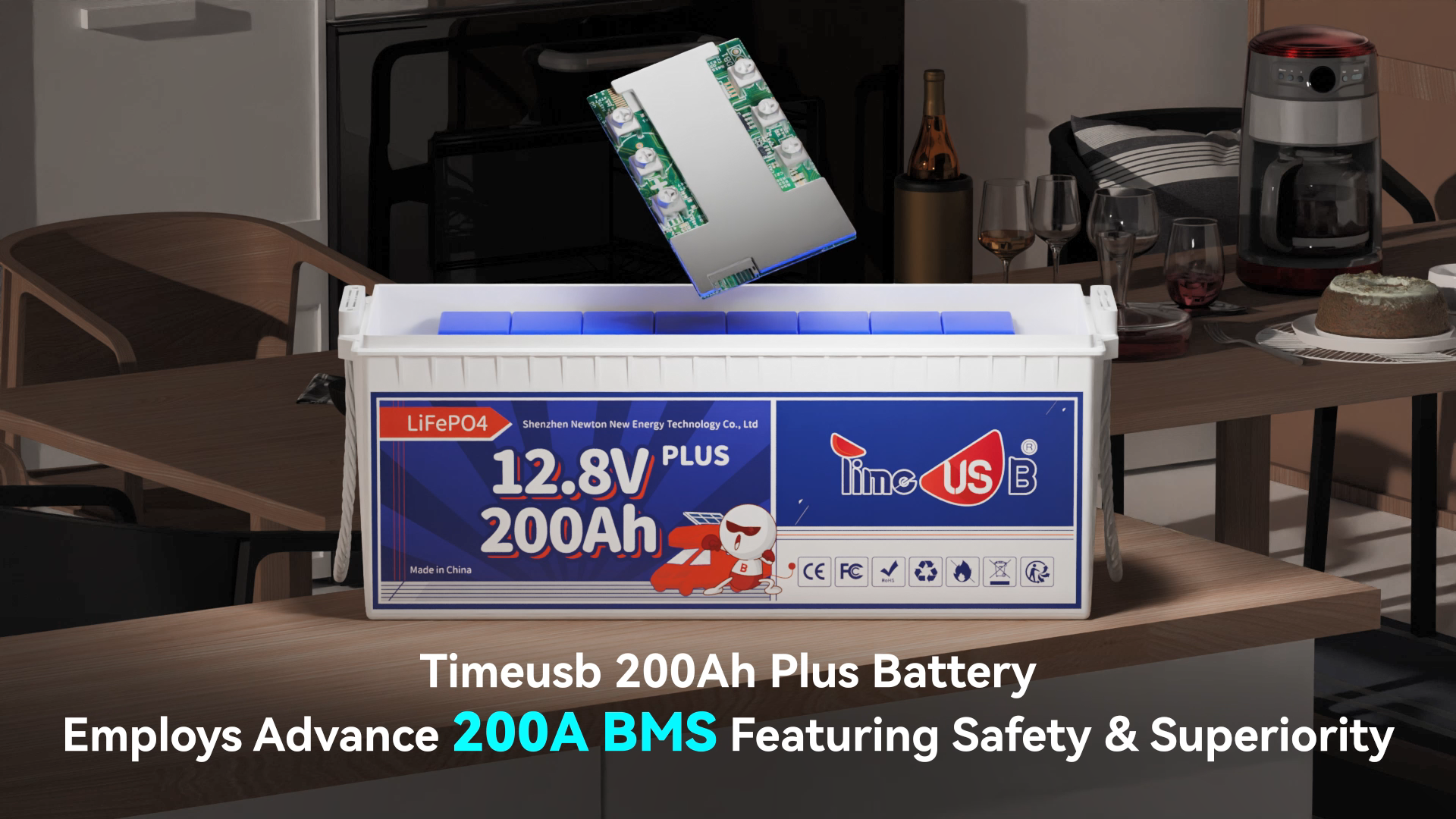 thumbnail video image 2 of Timeusb 12V 200Ah Plus LiFePO4 Battery, Built-in 200A BMS, Deep Cycle Battery with Max 2560W Output Power, Perfect for Your RVs, Solar System, Off-grid, Travel Trailer, etc, 2 of 10