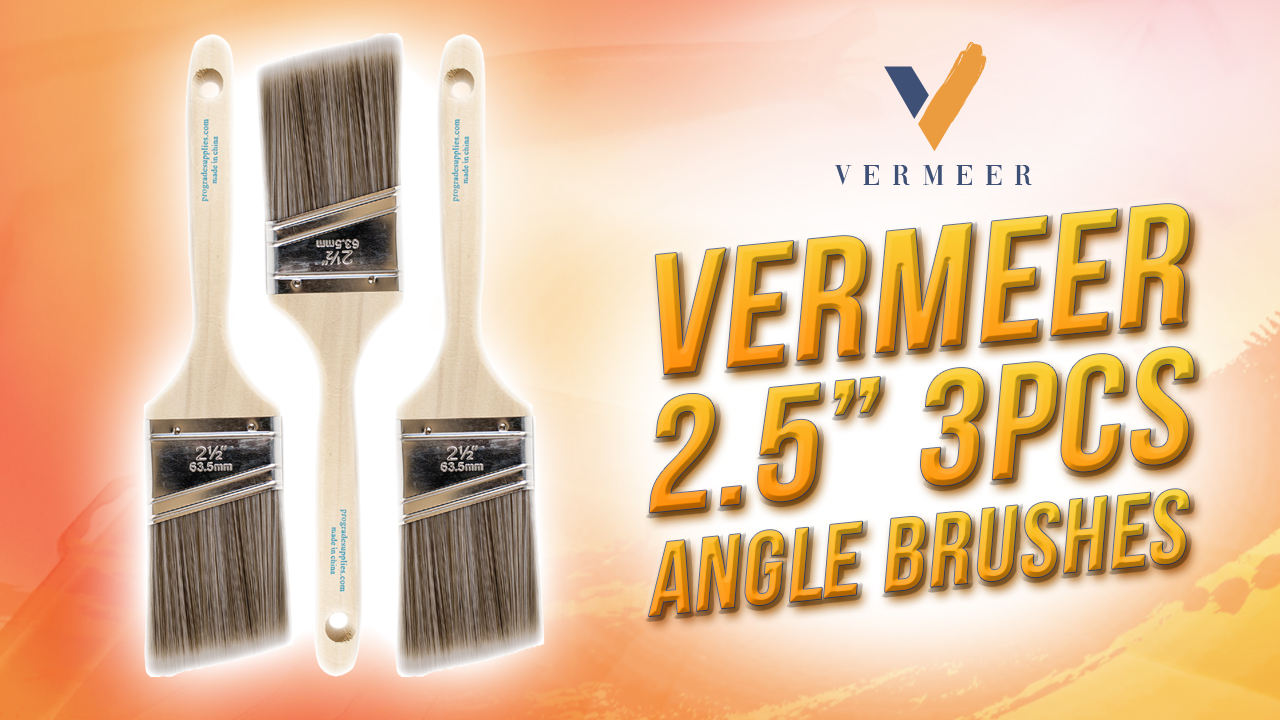 thumbnail video image 2 of Vermeer Paint Brushes - 3-Pack - 2.5" Angle Sash Brushes for All Latex and Oil Paints & Stains, 2 of 8