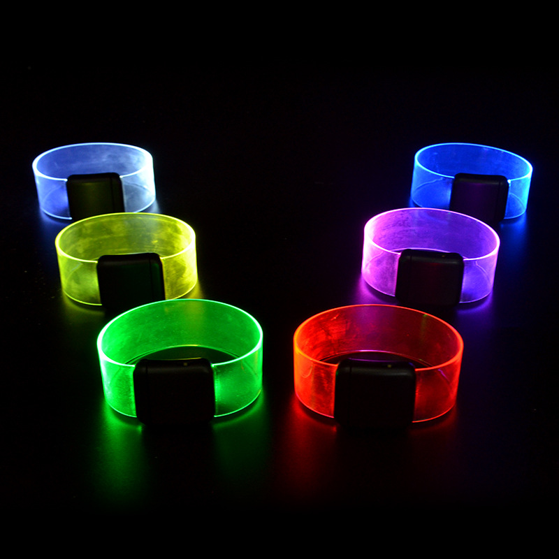 thumbnail video image 2 of Upgrade 100pcs Luminous LED Bracelets Sound Activated Glow Bracelet Wristbands Outdoor Sports Armband Wedding Party, 2 of 11