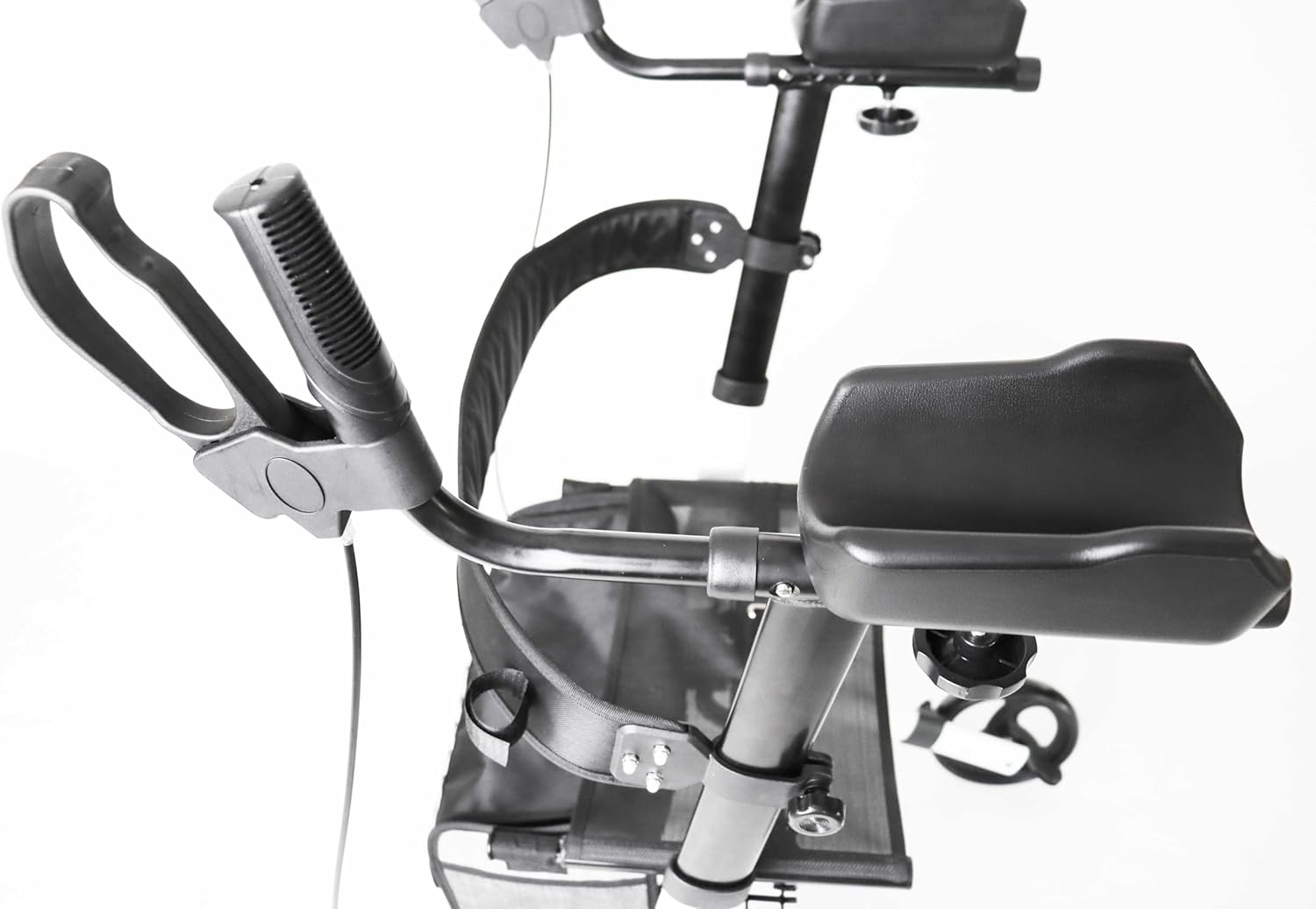 thumbnail video image 2 of KMINA - Upright Rollator Walker with Seat and Back Support, Stand Up Rolling Walker with Forearm Support, 2 of 8