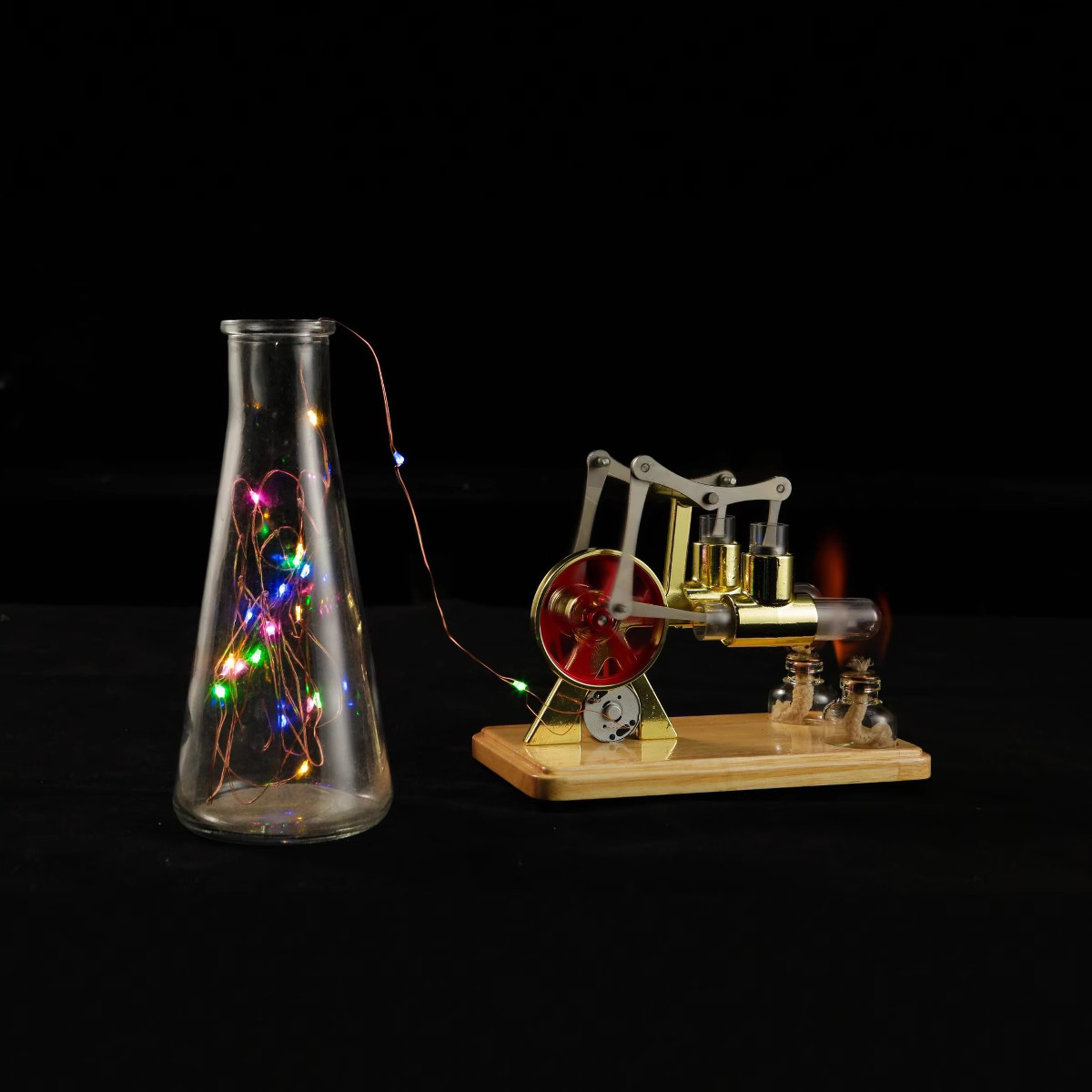 Working Twin-Cylinder Stirling Engine Model, Heat Powered Metal ...