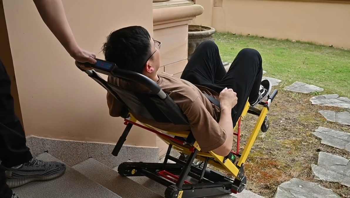 thumbnail video image 2 of DIYAREA Portable Electric Chair Track Climbing Wheelchair Assist Stair Chair (Load Capacity 350 lb), 2 of 10