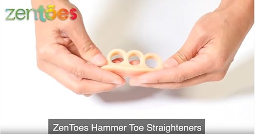 thumbnail video image 2 of ZenToes Hammer Toe Straightener and Corrector 4 pack Gel Crests Splints (Soft Support, White), 2 of 9