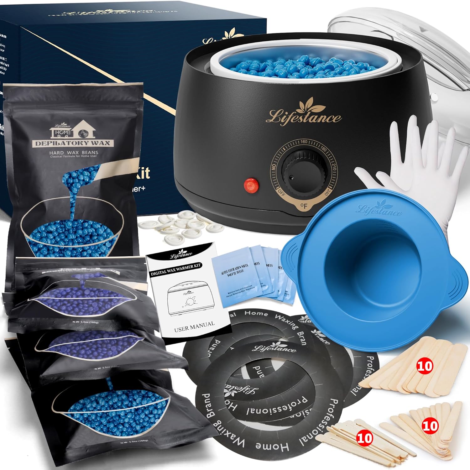 thumbnail video image 2 of Lifestance Hair Removal Waxing Kit for Women & Men - Professional Hard Wax Warmer with Natural Wax Beads for Full Body, Face, Bikini & Underarms, 2 of 8