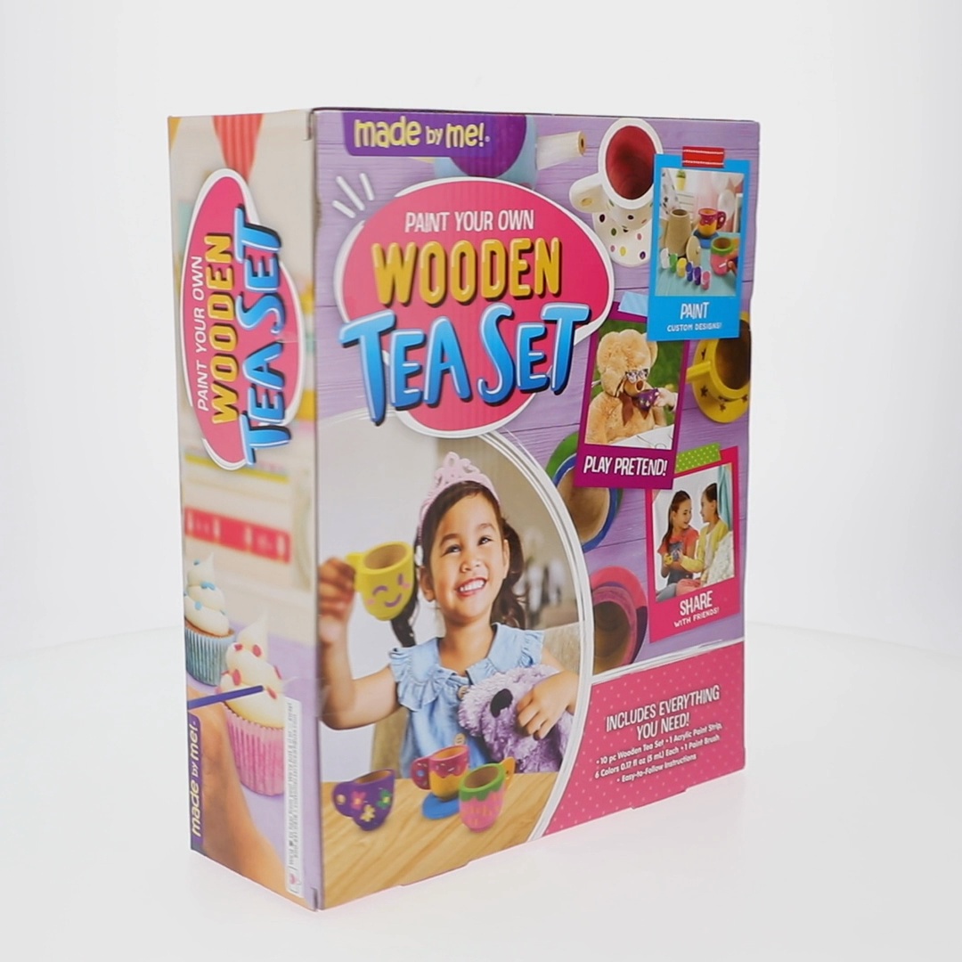 Made by Me Kids Toy - Paint Your Own Wooden Tea Set, 19 Pieces