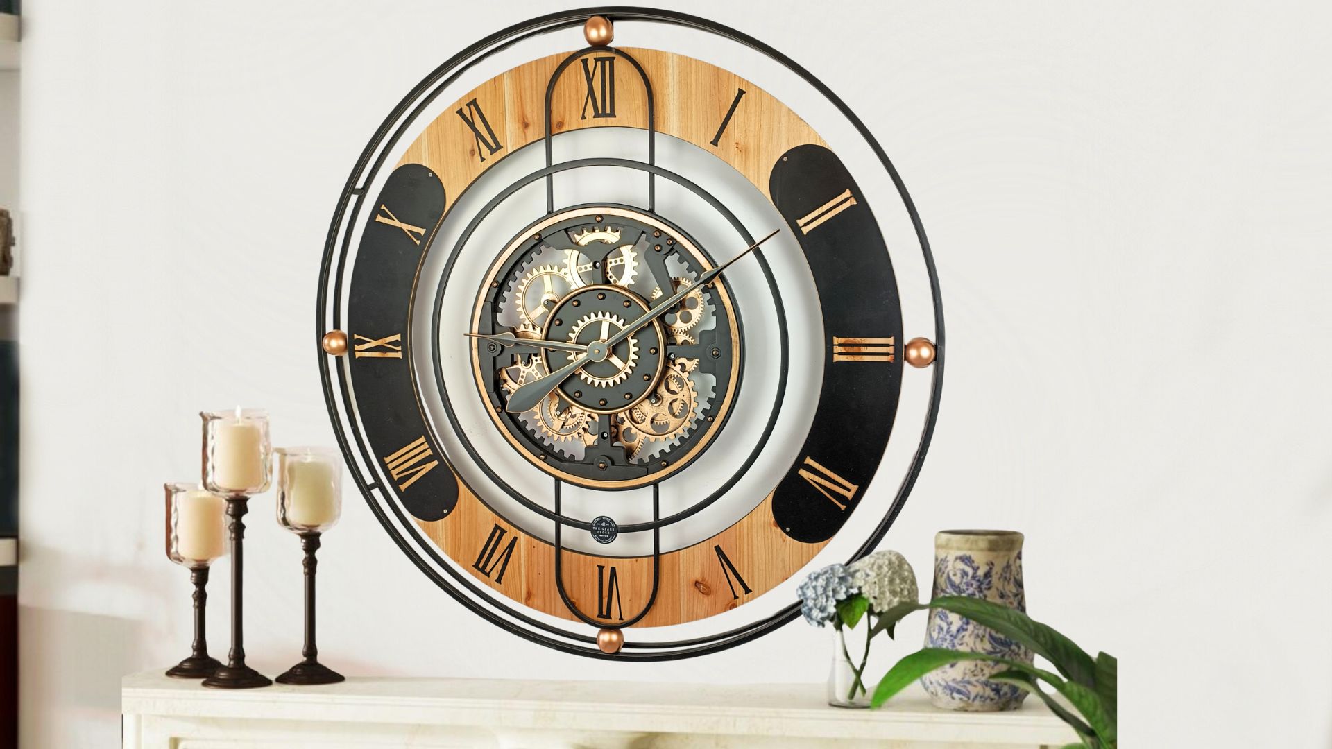 thumbnail video image 2 of THE GEARS CLOCK Wall Clock with Real Moving Gears SW-LI_ 36 in Round White, 2 of 2