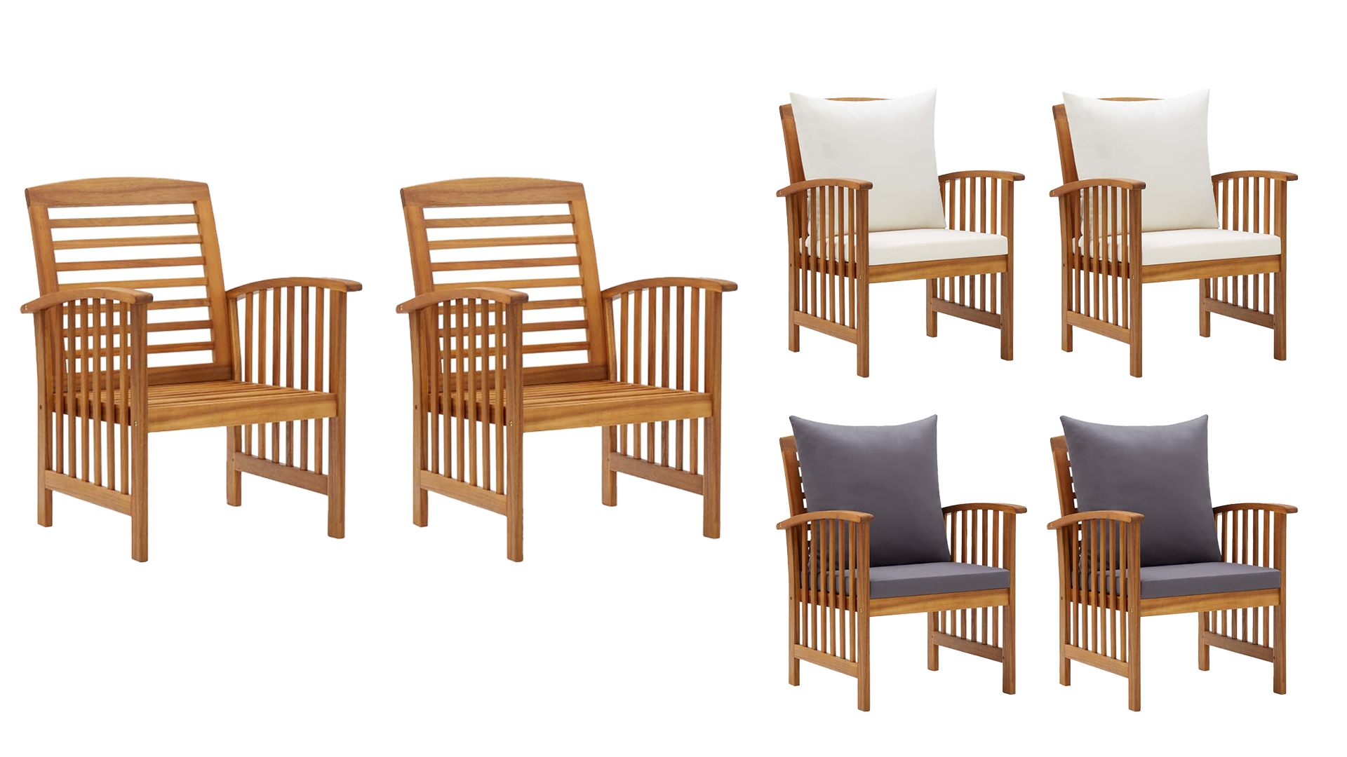 thumbnail video image 2 of vidaXL Patio Chairs with Cushions 2 pcs Solid Acacia Wood, 2 of 11