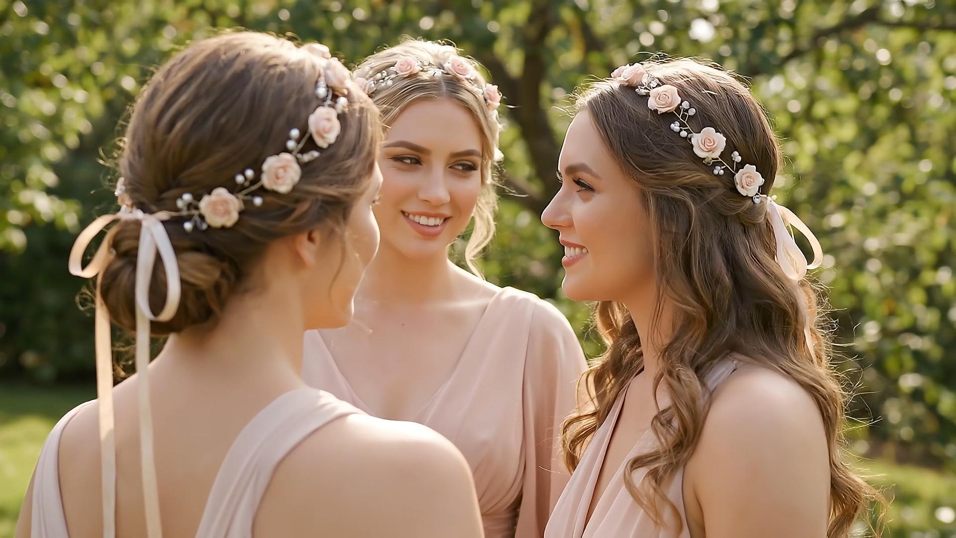 thumbnail video image 2 of MIALLO Elegant Floral Bridal Headpiece, Handmade Foam Rose & Pearl Hair Accessory for Prom Party, Flexible Long Hair Vine, 2 of 8