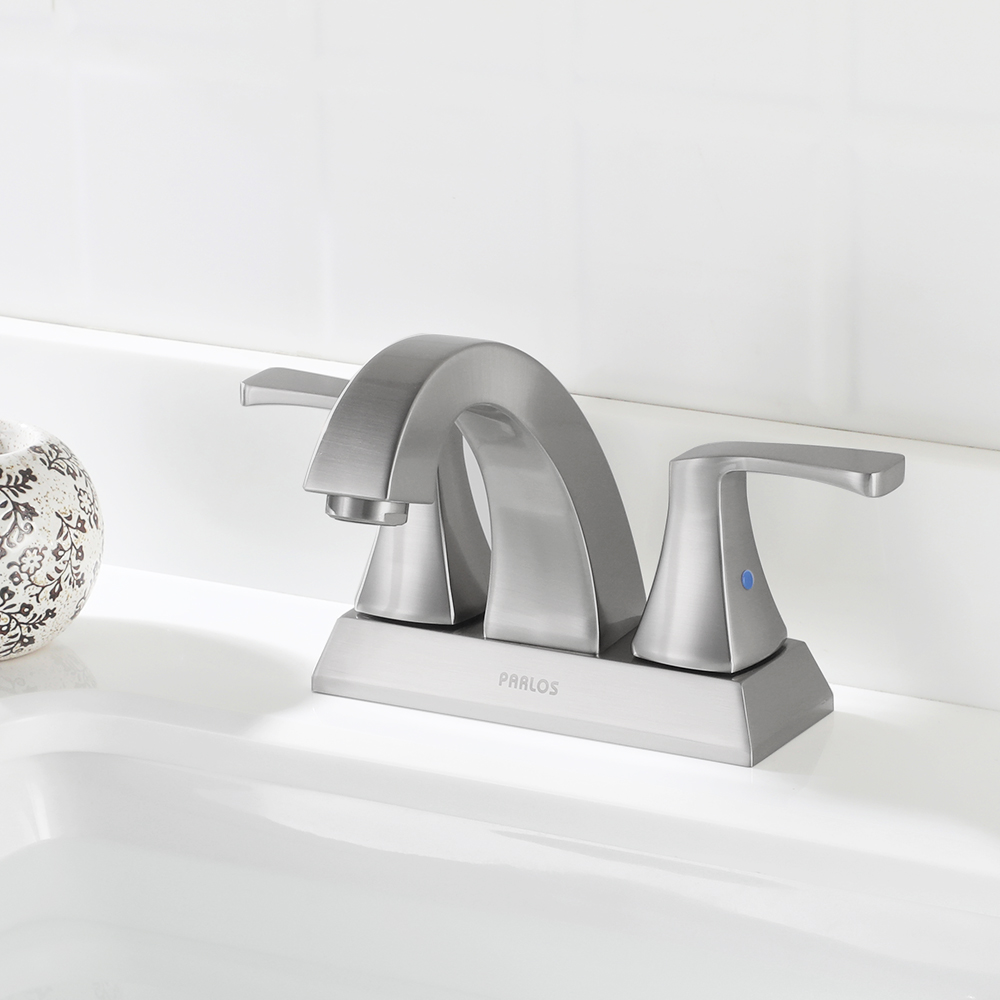 thumbnail video image 2 of PARLOS 2 Handles Bathroom Faucet with Metal Pop-up Drain and Faucet Supply Lines, Brushed Nickel, 2 of 10
