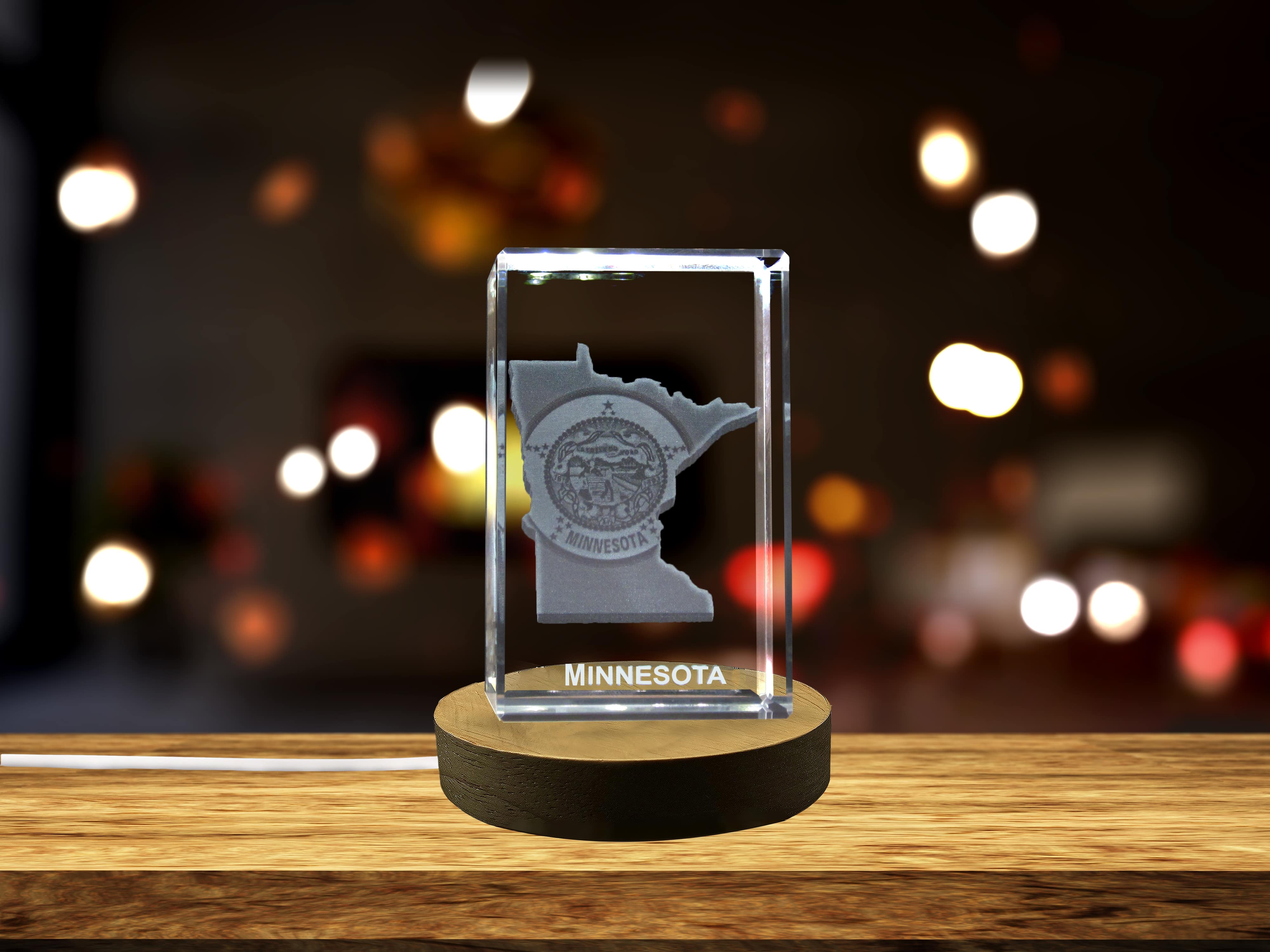 thumbnail video image 2 of Minnesota 3D Engraved Crystal 3D Engraved Crystal Keepsake/Gift/Decor/Collectible/Souvenir, 2 of 8