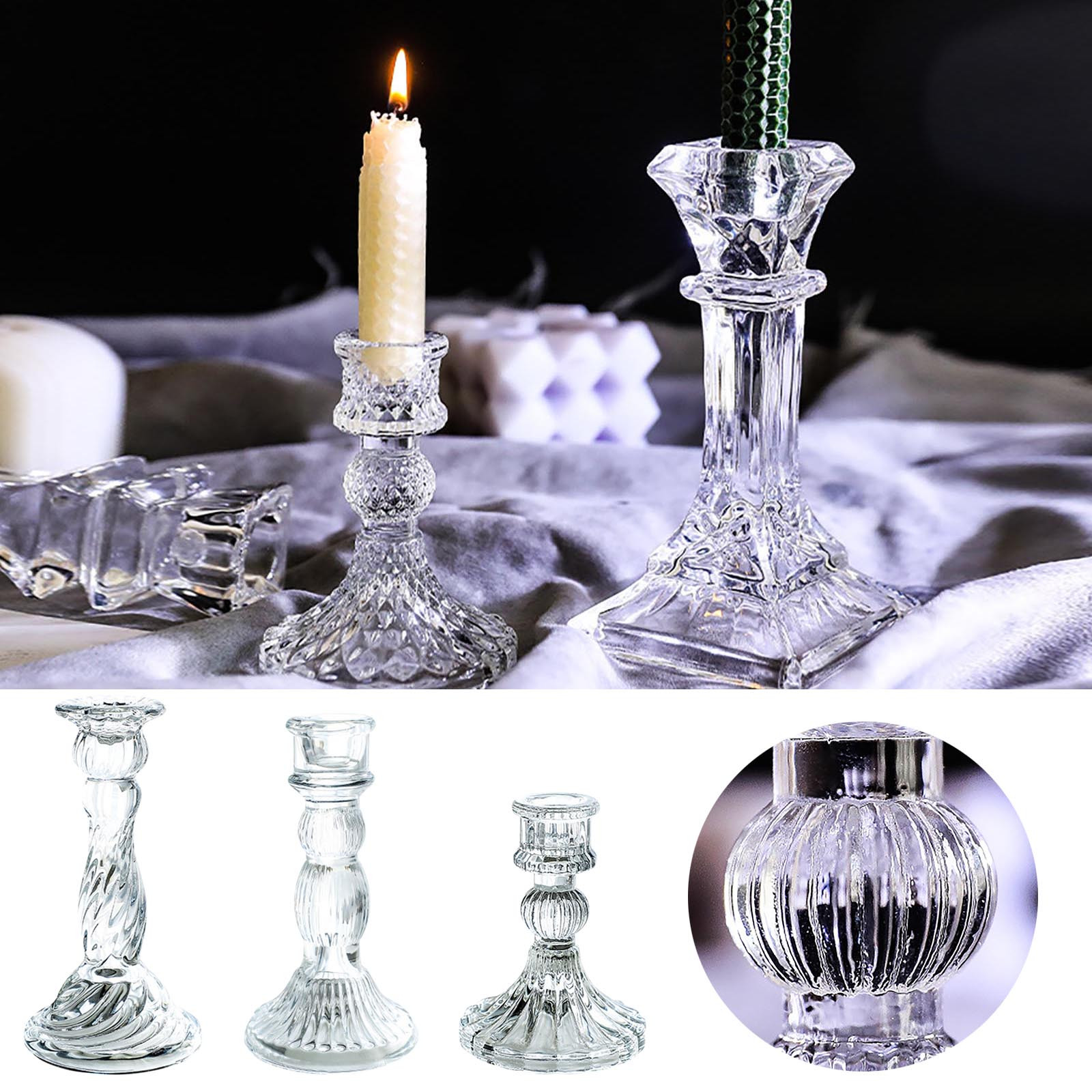 thumbnail video image 2 of Clearance under $10! Kingtowag Candle Holder, French Vintage Crystal Candle Holders Glass Candlelight Dinner Ornaments Wedding Decoration, Candlestick Holders for Table Centerpieces, Home Decor, 2 of 4