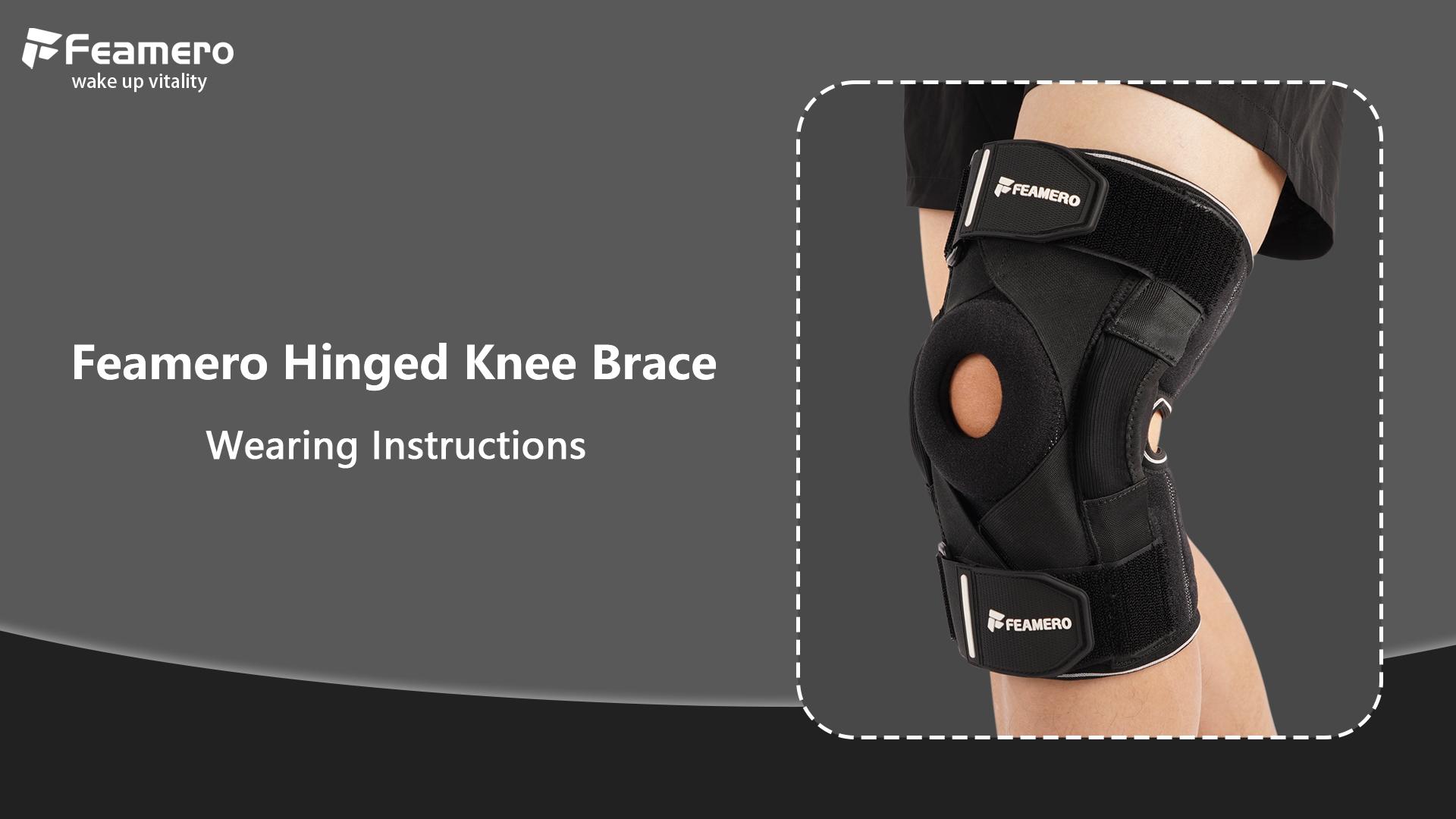 thumbnail video image 2 of Feamero Knee Brace for Knee Pain, Hinged Knee Brace with Side Stabilizers and Cross Compression Straps for Meniscus Tear, Arthritis, Joint Support，Adjustable for Women Men - XLarge, 2 of 8