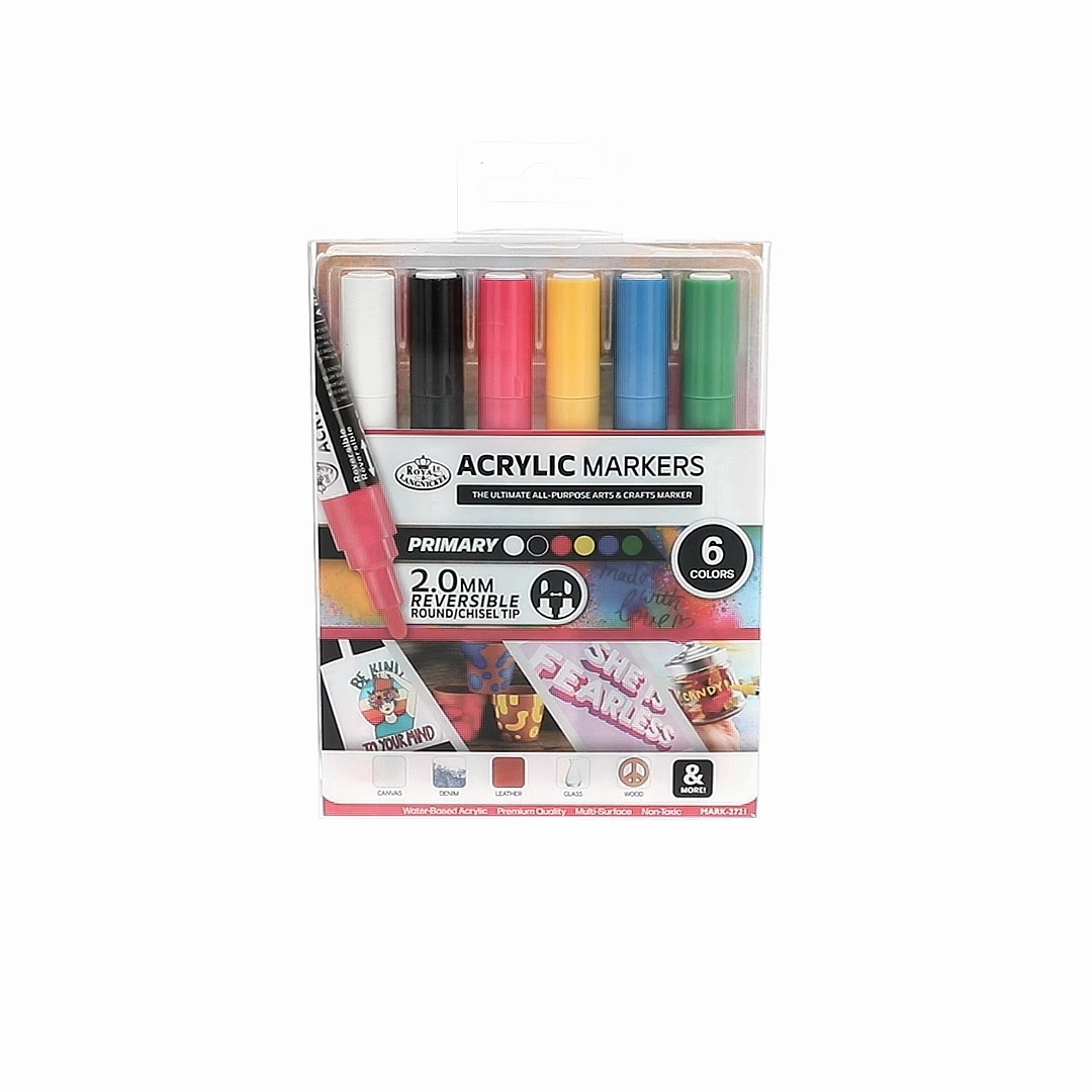 Royal & Langnickel, Acrylic Marker Set, 6 Piece, Reversible Tips