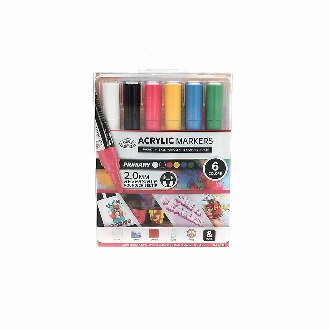 Royal & Langnickel, Acrylic Marker Set, 6 Piece, Reversible Tips