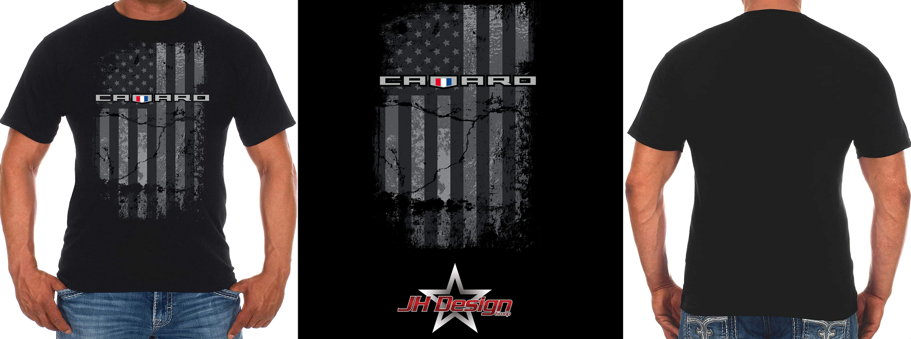 thumbnail video image 2 of JH Design Group Men's Chevy Camaro Distressed American Flag T-Shirt, 2 of 7