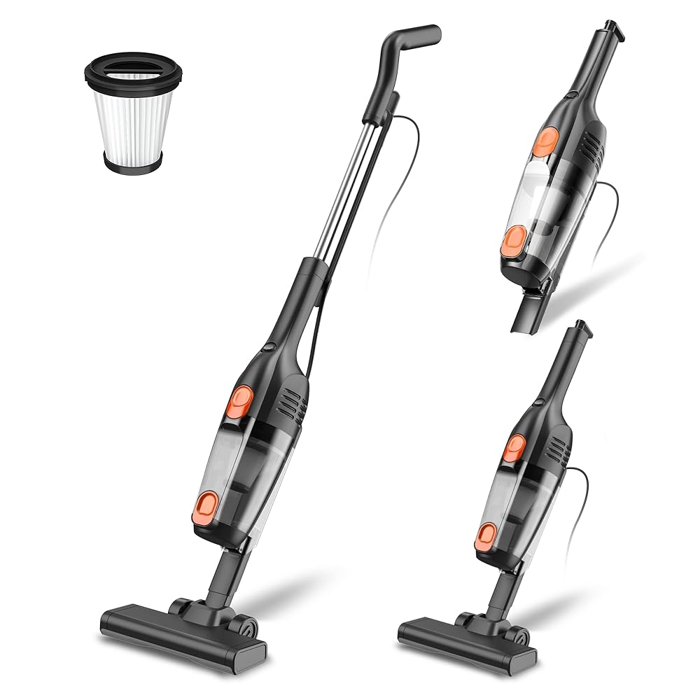 thumbnail video image 2 of POWEART Corded Stick Vacuum Cleaner, 3-in-1 Lightweight Handheld Vacuum, 22.96ft Long Cord, HEPA Filter, 1L Dust Cup for Carpet, Hardwood Floor & Pet Hair, 2 of 4