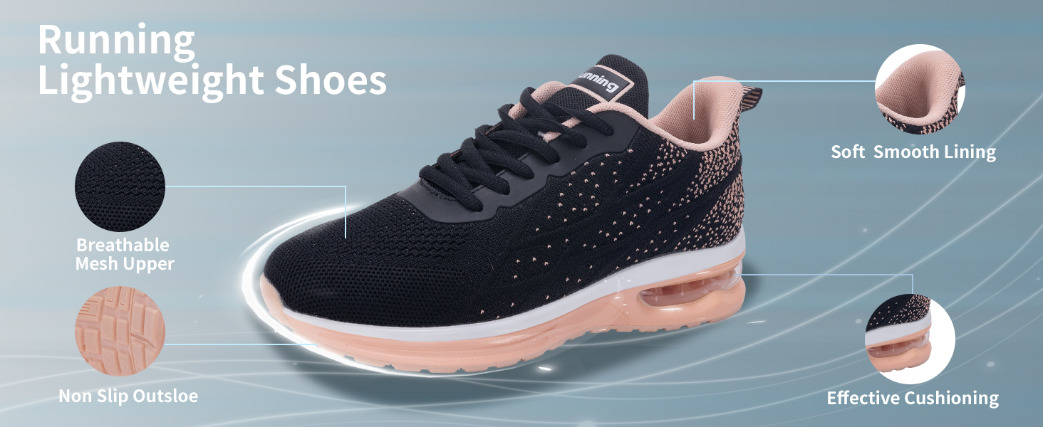 thumbnail video image 2 of AOV Women's Athletic Running Sneaker Shoes for Sports, Gym, Jogging, Tennis and Fitness Black US 9.5, 2 of 7