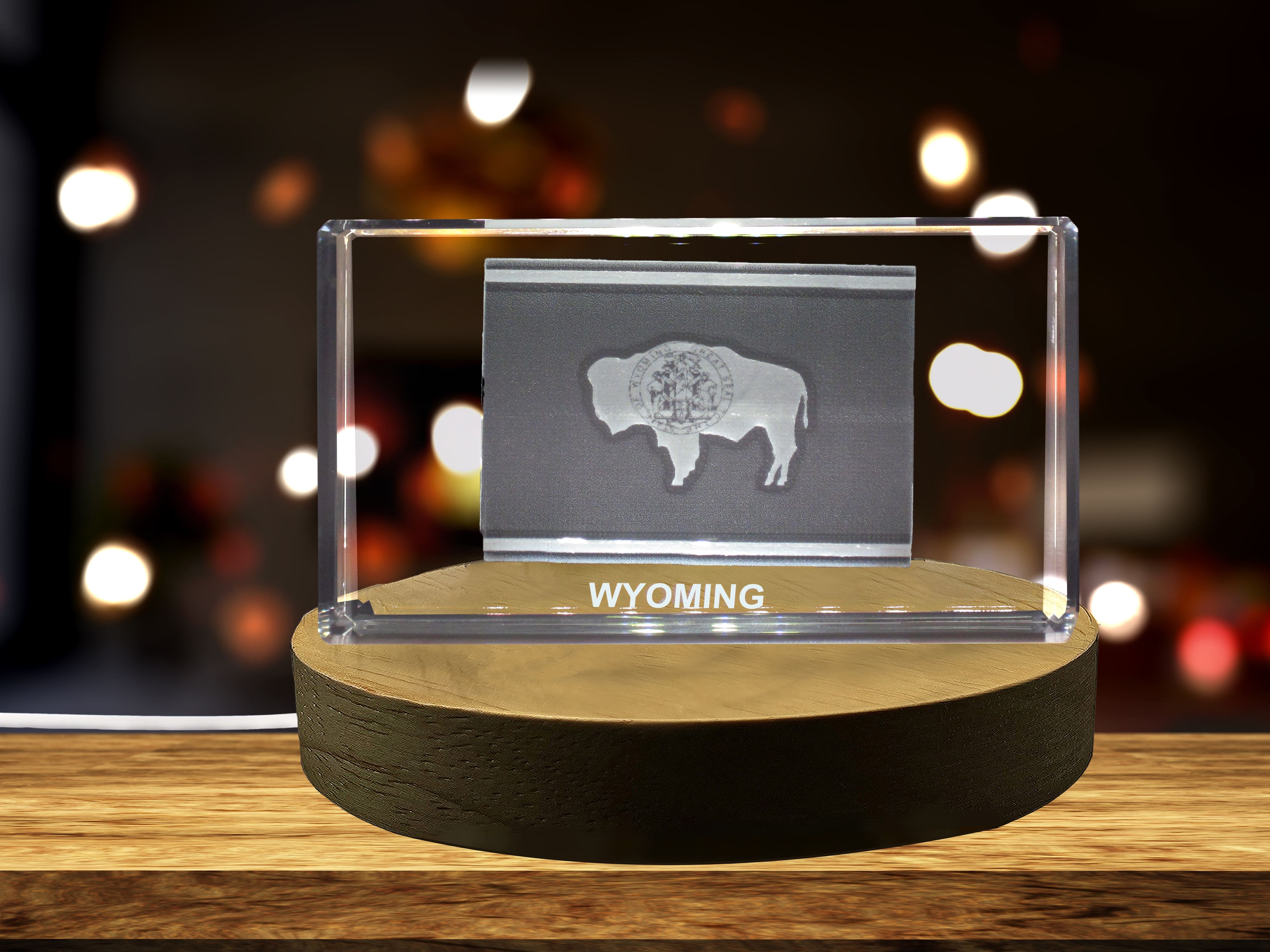 thumbnail video image 2 of Wyoming 3D Engraved Crystal 3D Engraved Crystal Keepsake/Gift/Decor/Collectible/Souvenir, 2 of 7