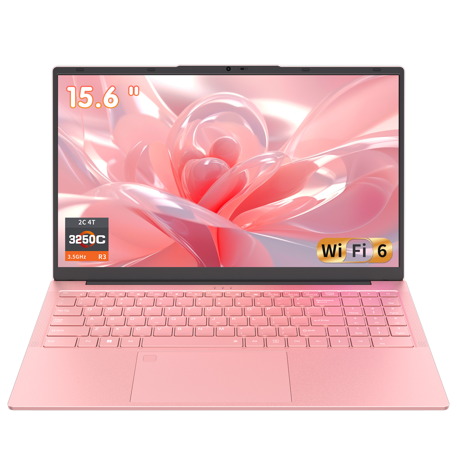 thumbnail video image 2 of Auusda 15.6" Laptop Computer, AMD Ryzen 3 3250C, 16GB DDR4 RAM 512GB SSD, Windows 11 Pro Business Laptop for Students & Work, Backlight, Fingerprint, Pink, 2 of 11