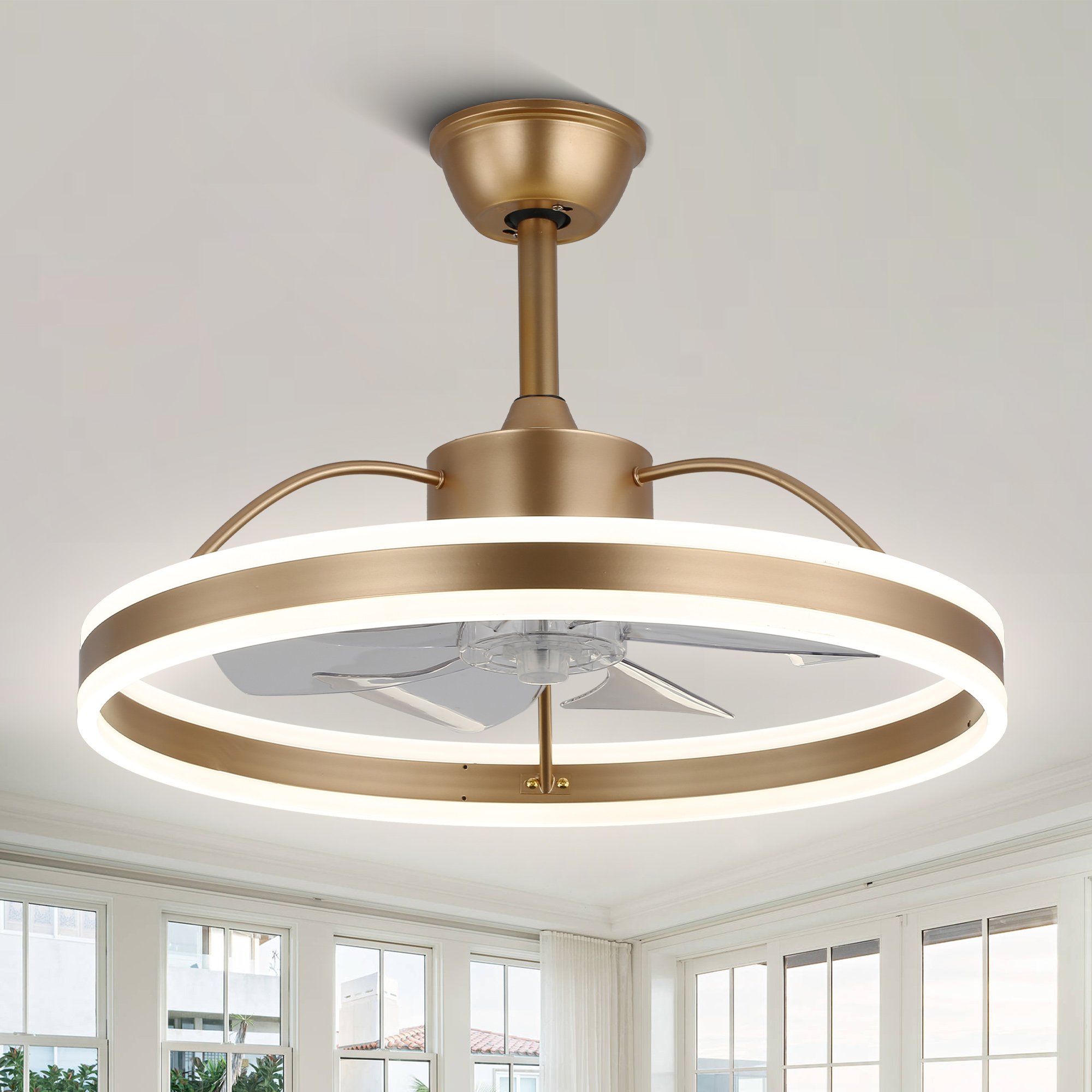 thumbnail video image 2 of Bella Depot Modern 24'' 34W LED Light Reversible Ceiling Fan with Remote and App Control, 2 of 11