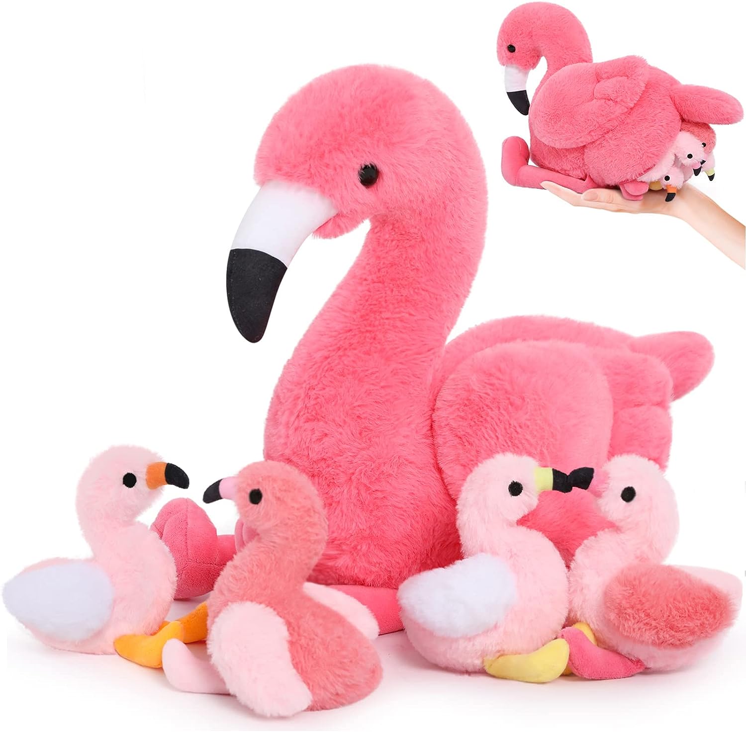 MorisMos 18'' Plush Flamingo Stuffed Animal Mommy Stuffed Flamingo with ...